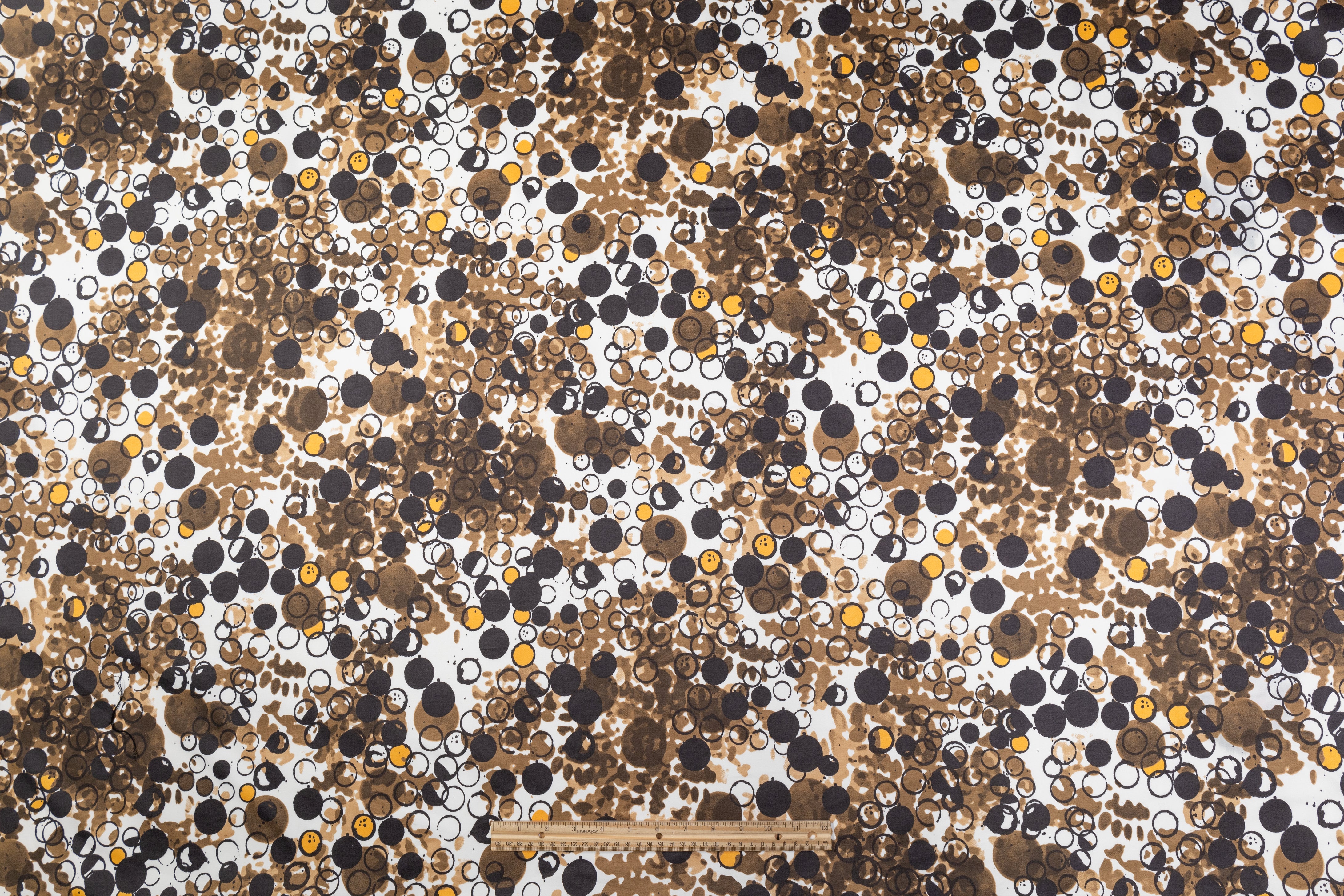 Printed Italian Cotton Sateen - Brown / White