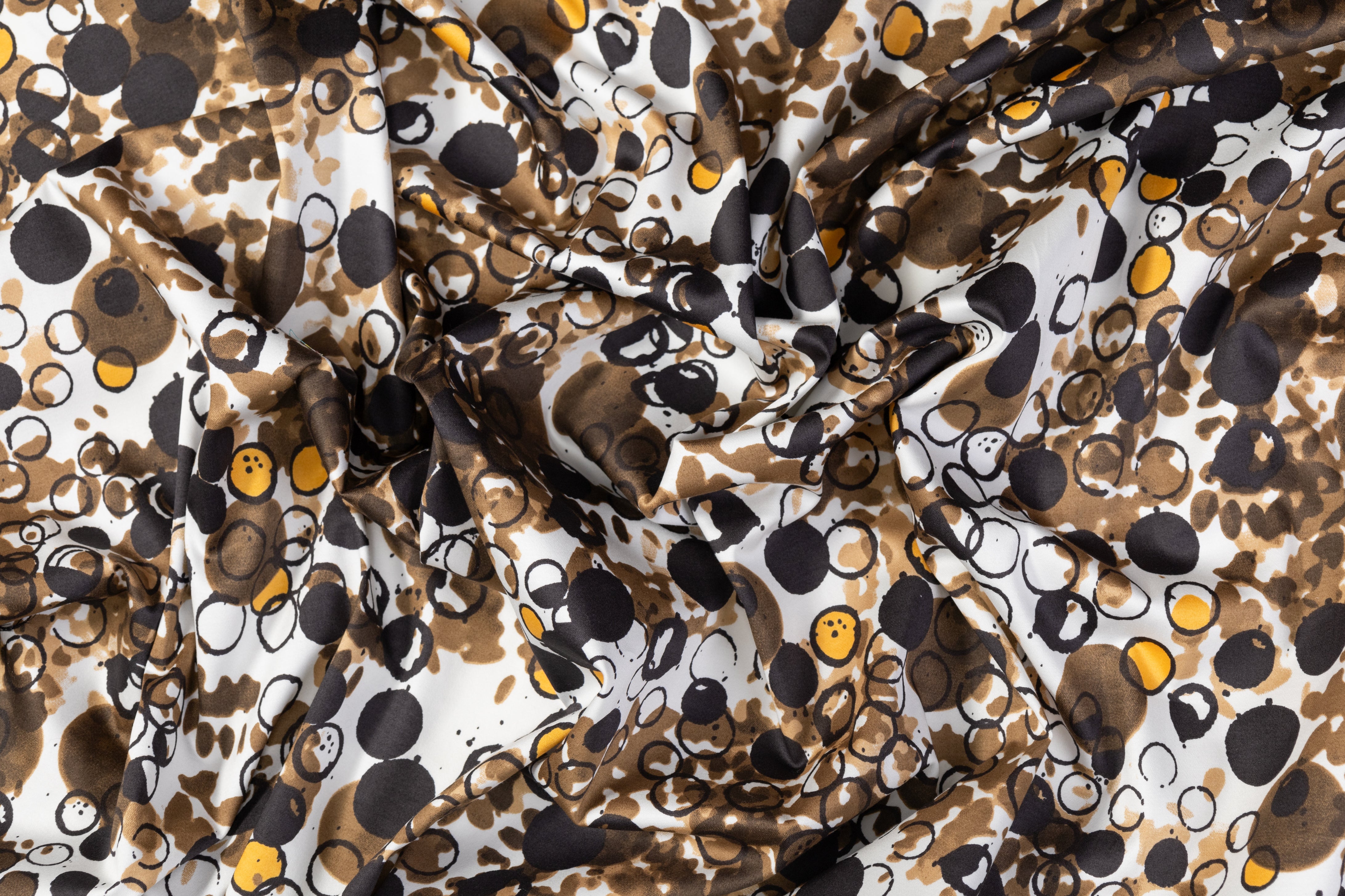 Printed Italian Cotton Sateen - Brown / White