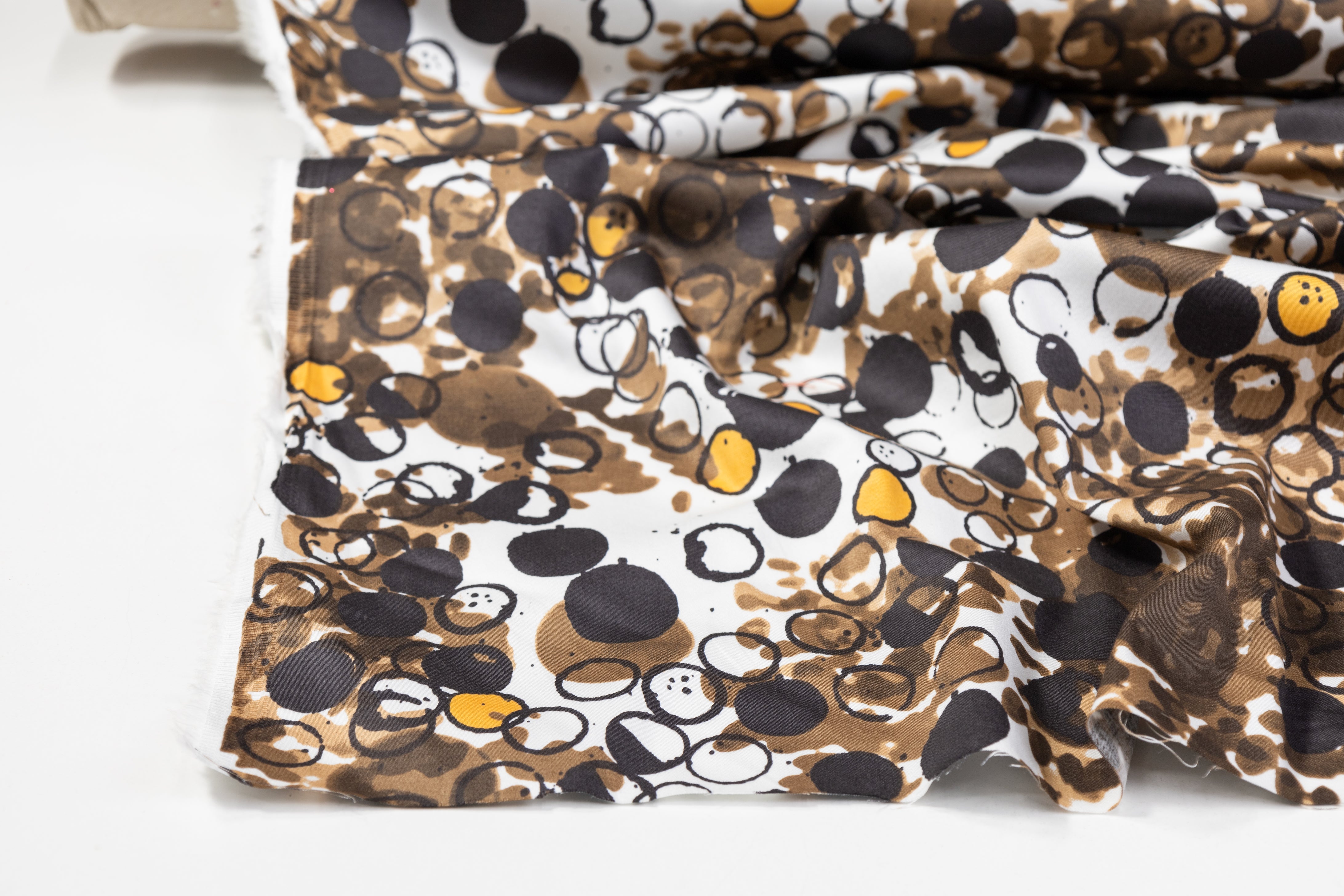 Printed Italian Cotton Sateen - Brown / White