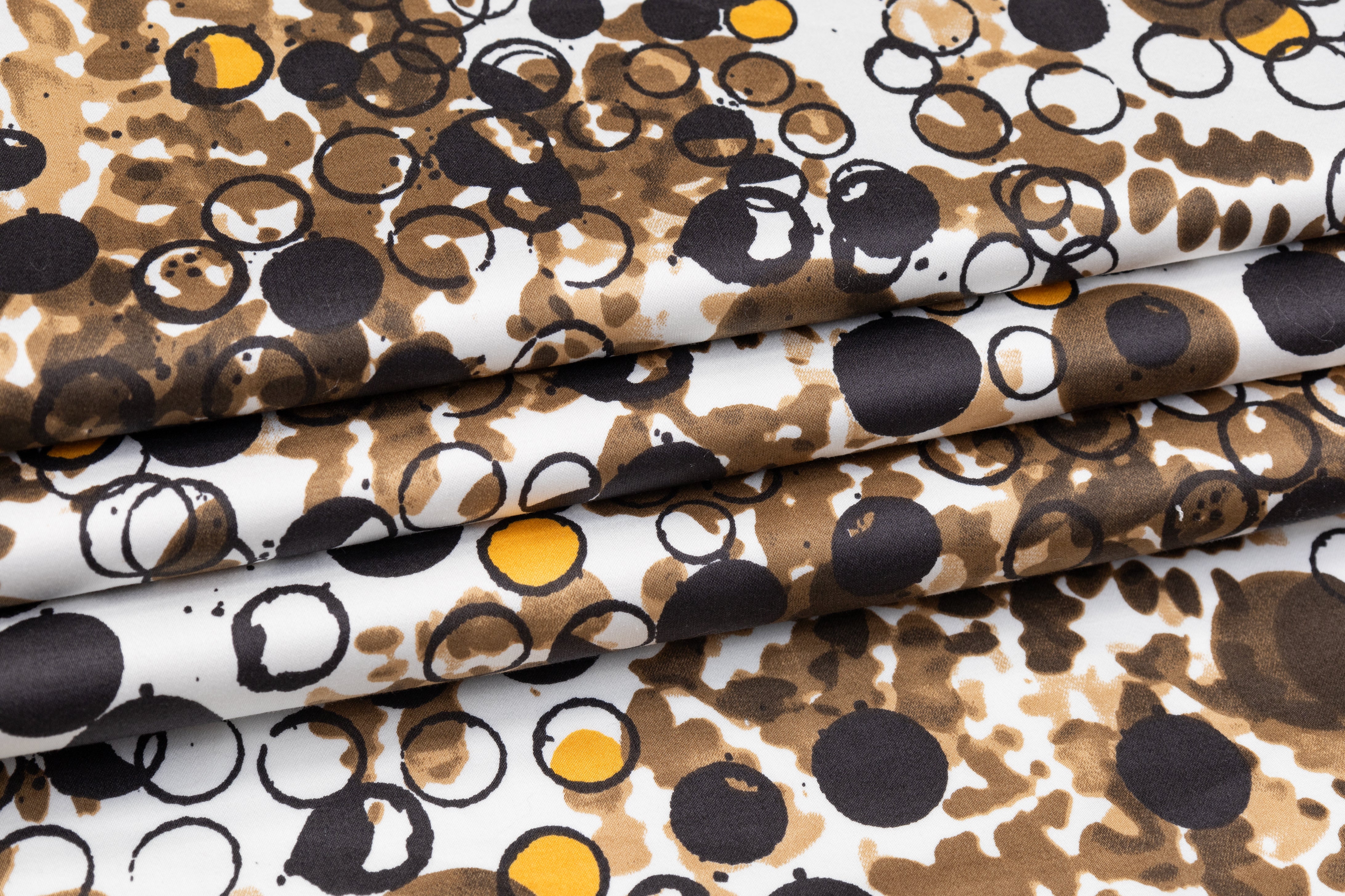 Printed Italian Cotton Sateen - Brown / White