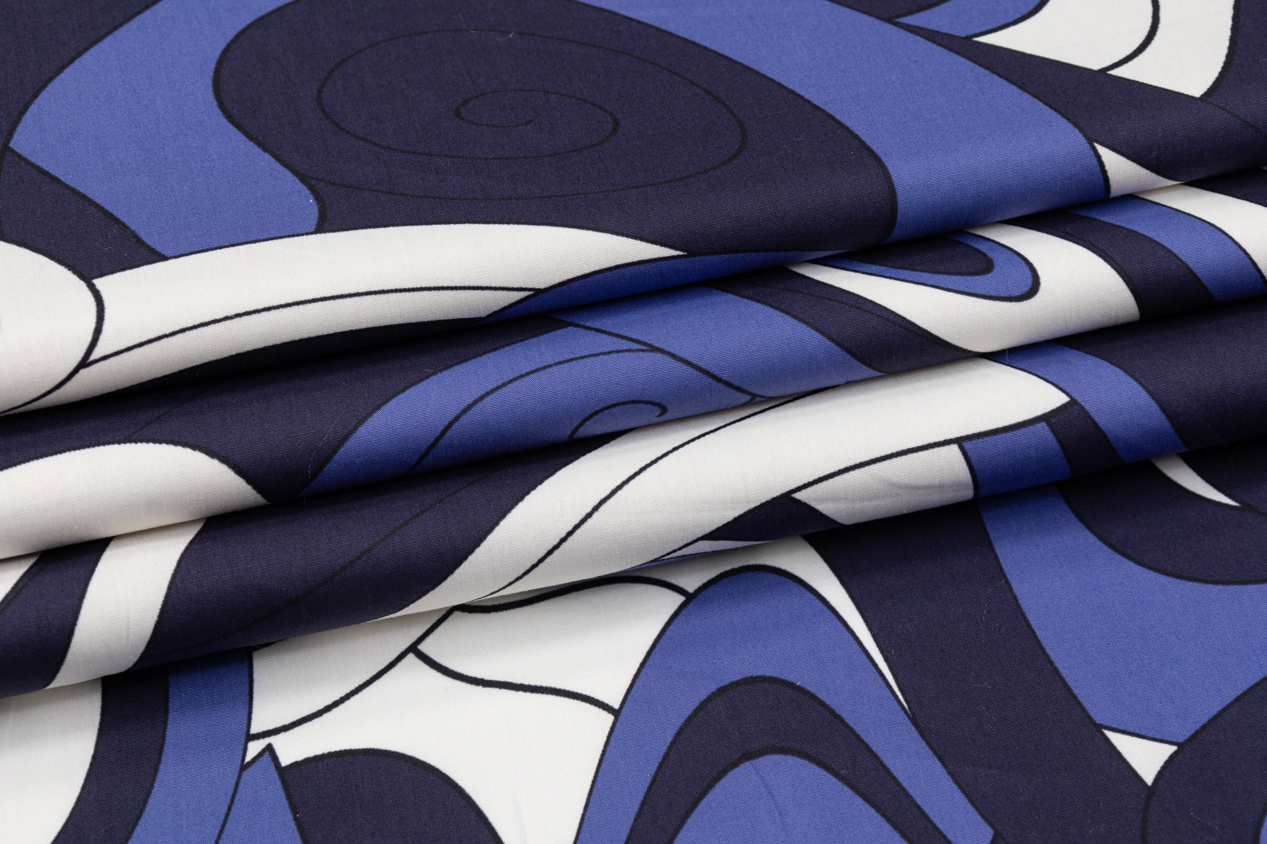 Abstract Italian Cotton - Blue / White