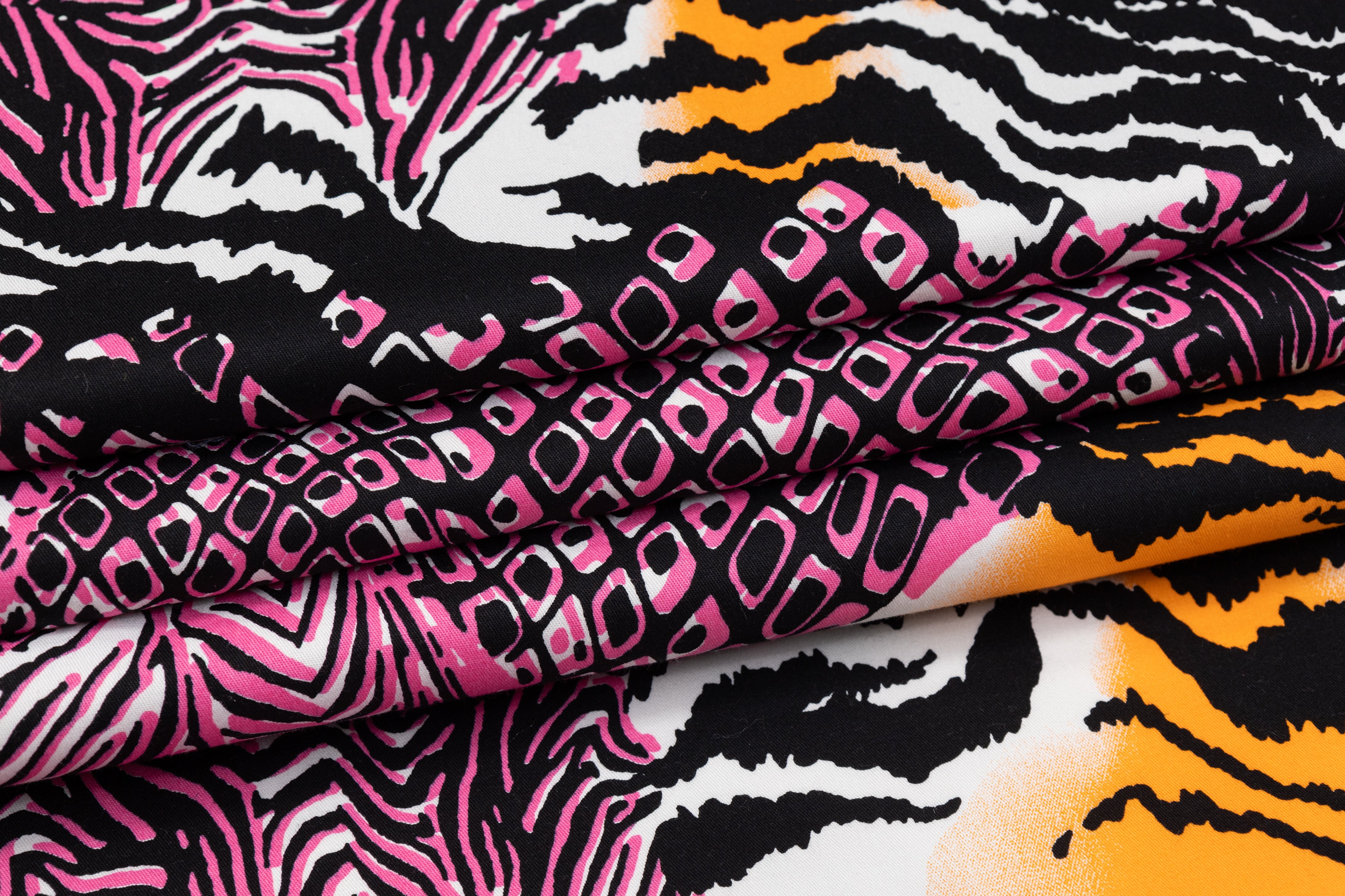 Abstract Italian Cotton - Pink / Orange