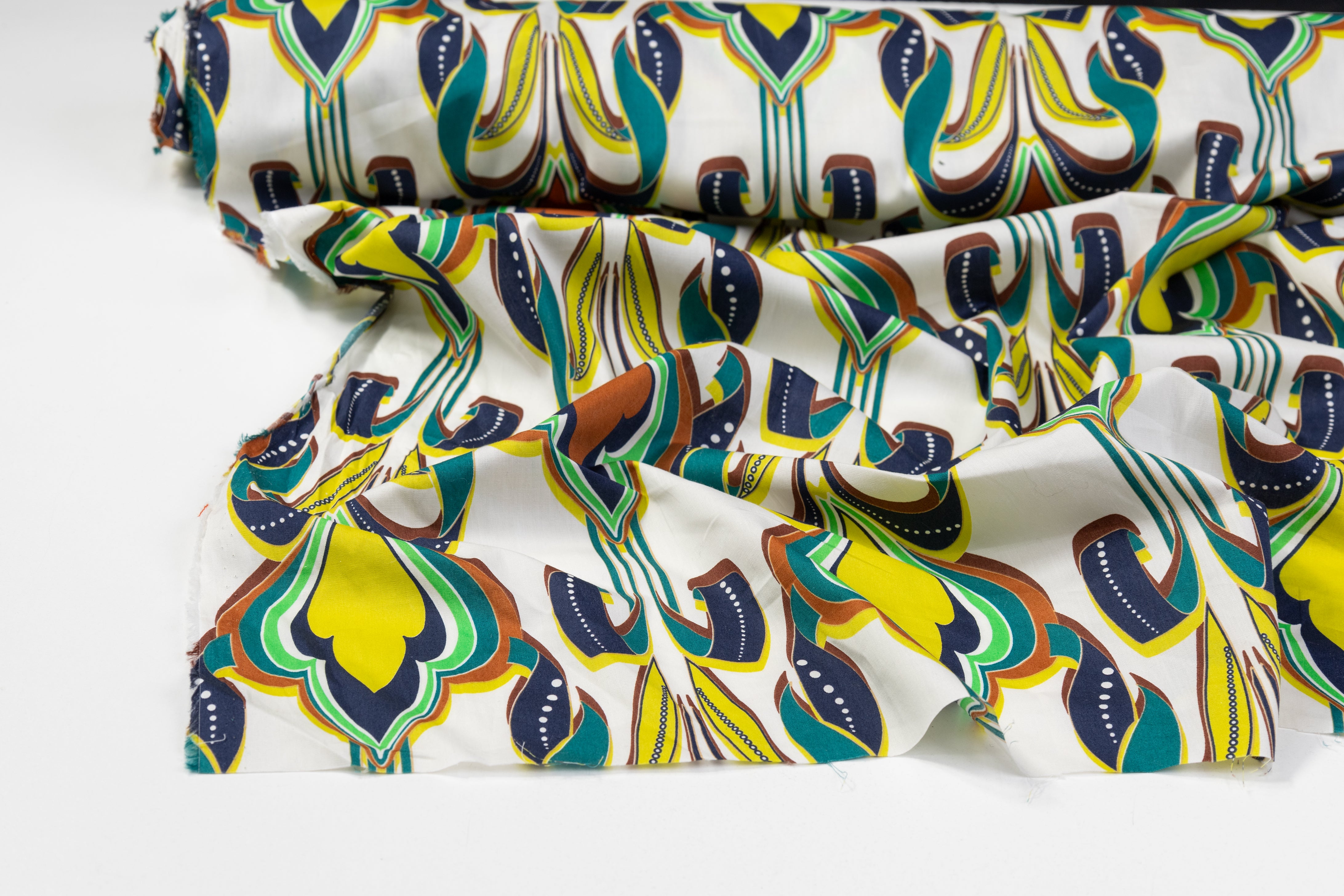 Printed Italian Cotton - Green / Brown / Yellow