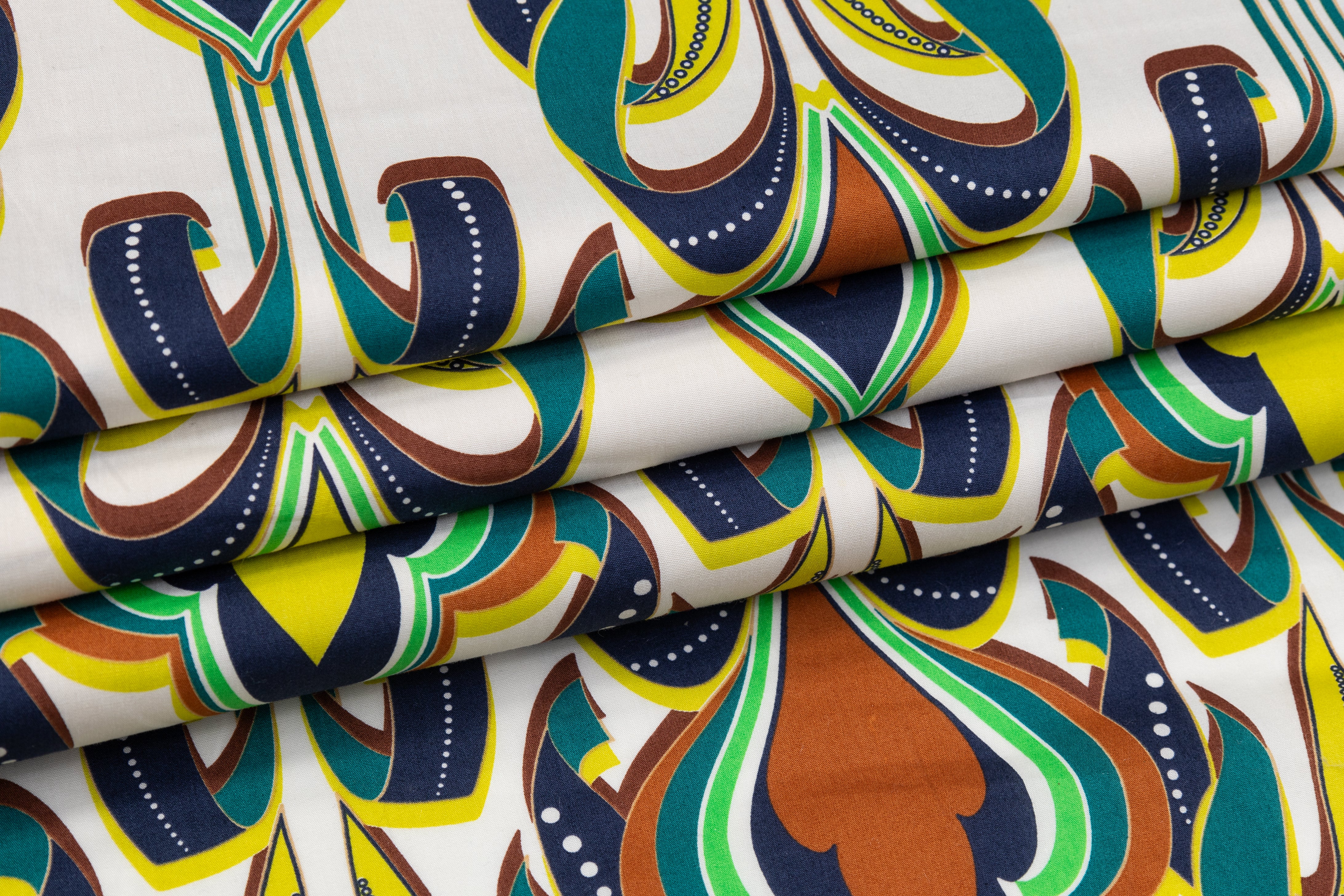 Printed Italian Cotton - Green / Brown / Yellow