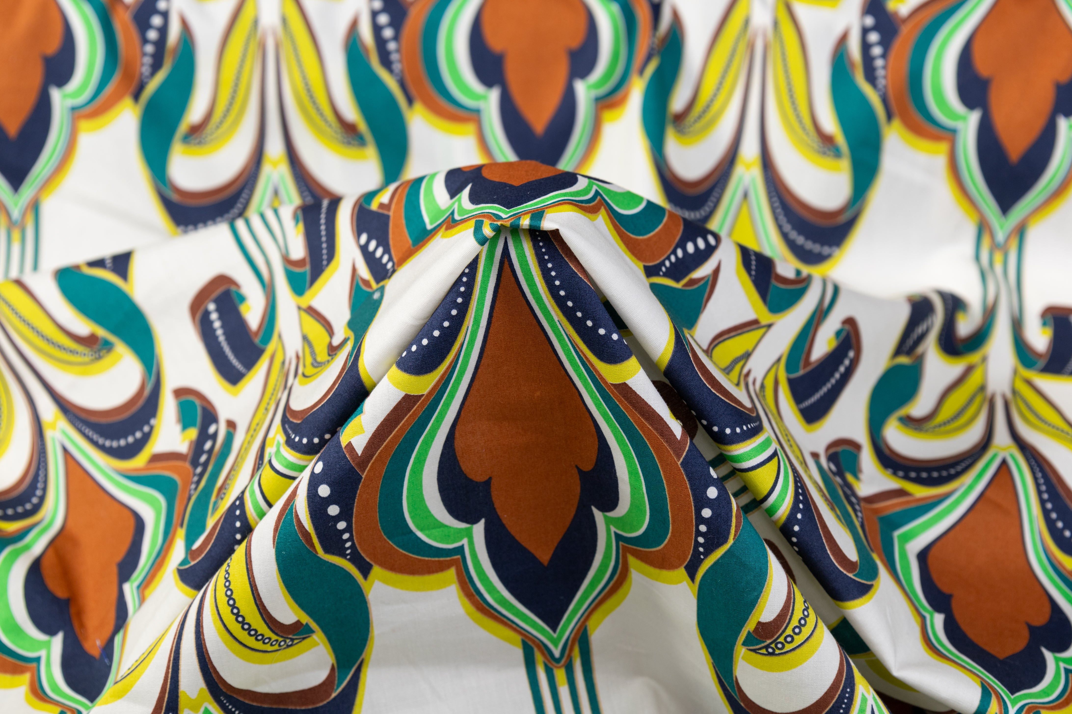 Printed Italian Cotton - Green / Brown / Yellow