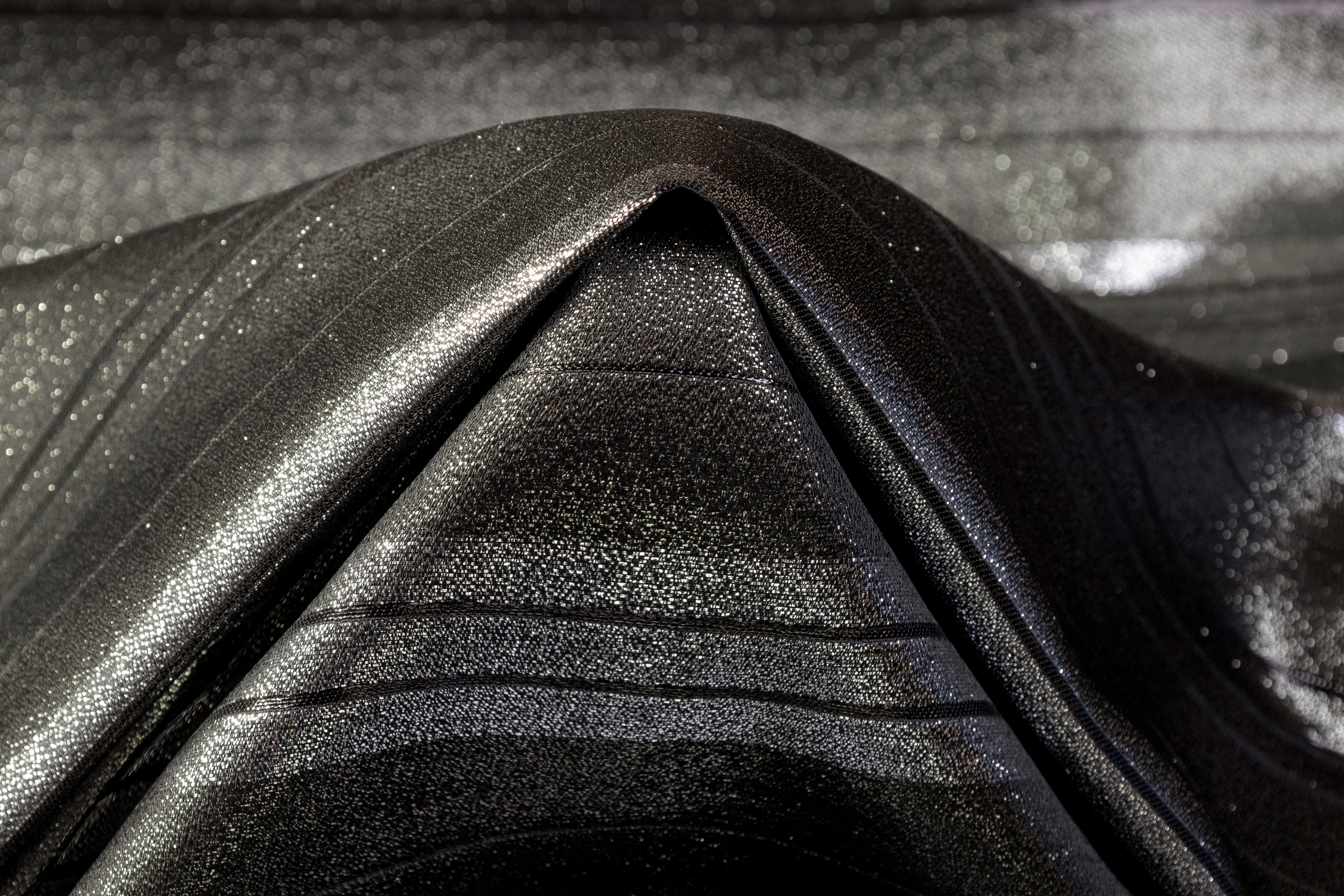 Striped Metallic Italian Jacquard - Gunmetal / Silver / Black