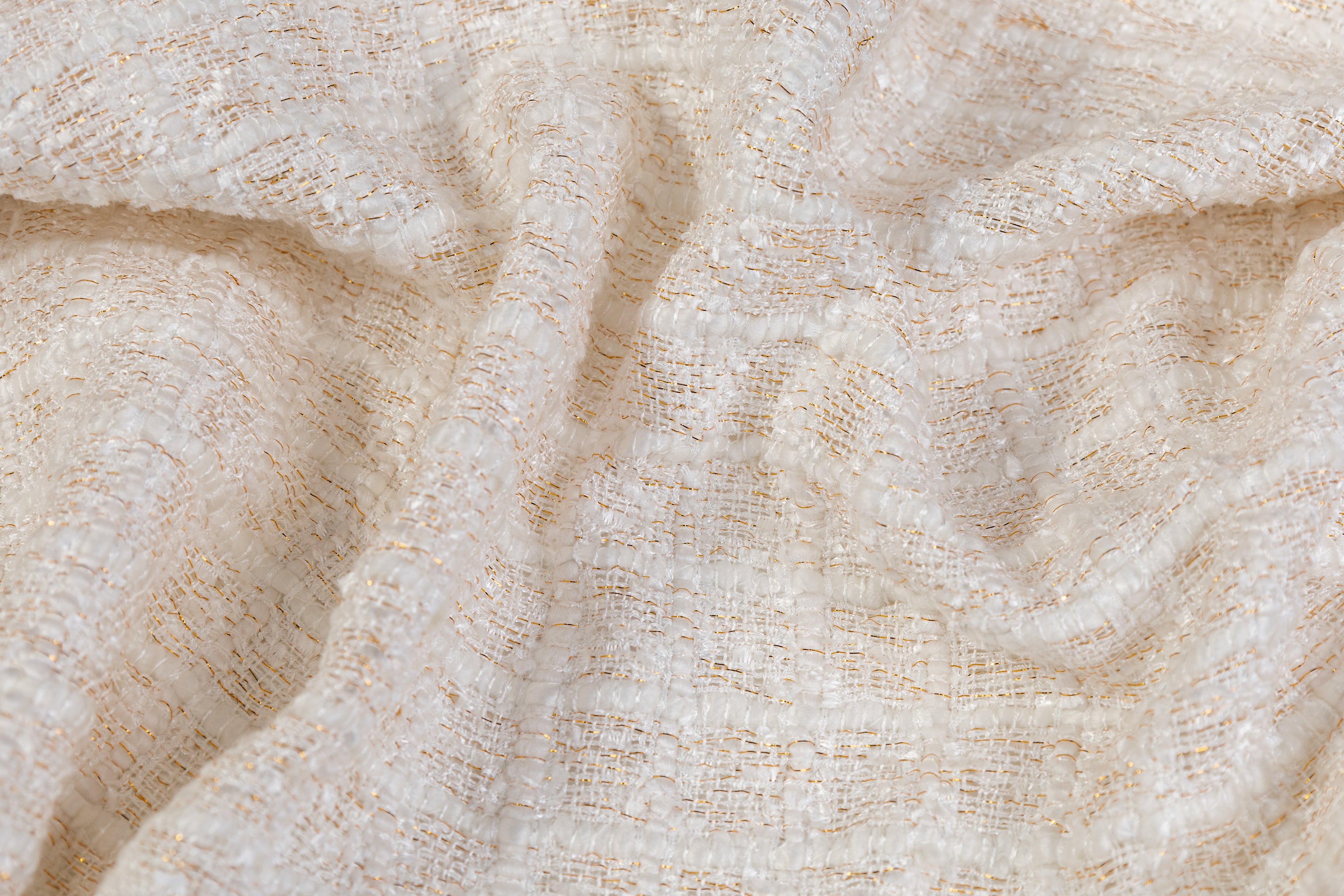 Metallic Chenille Tweed - White / Gold