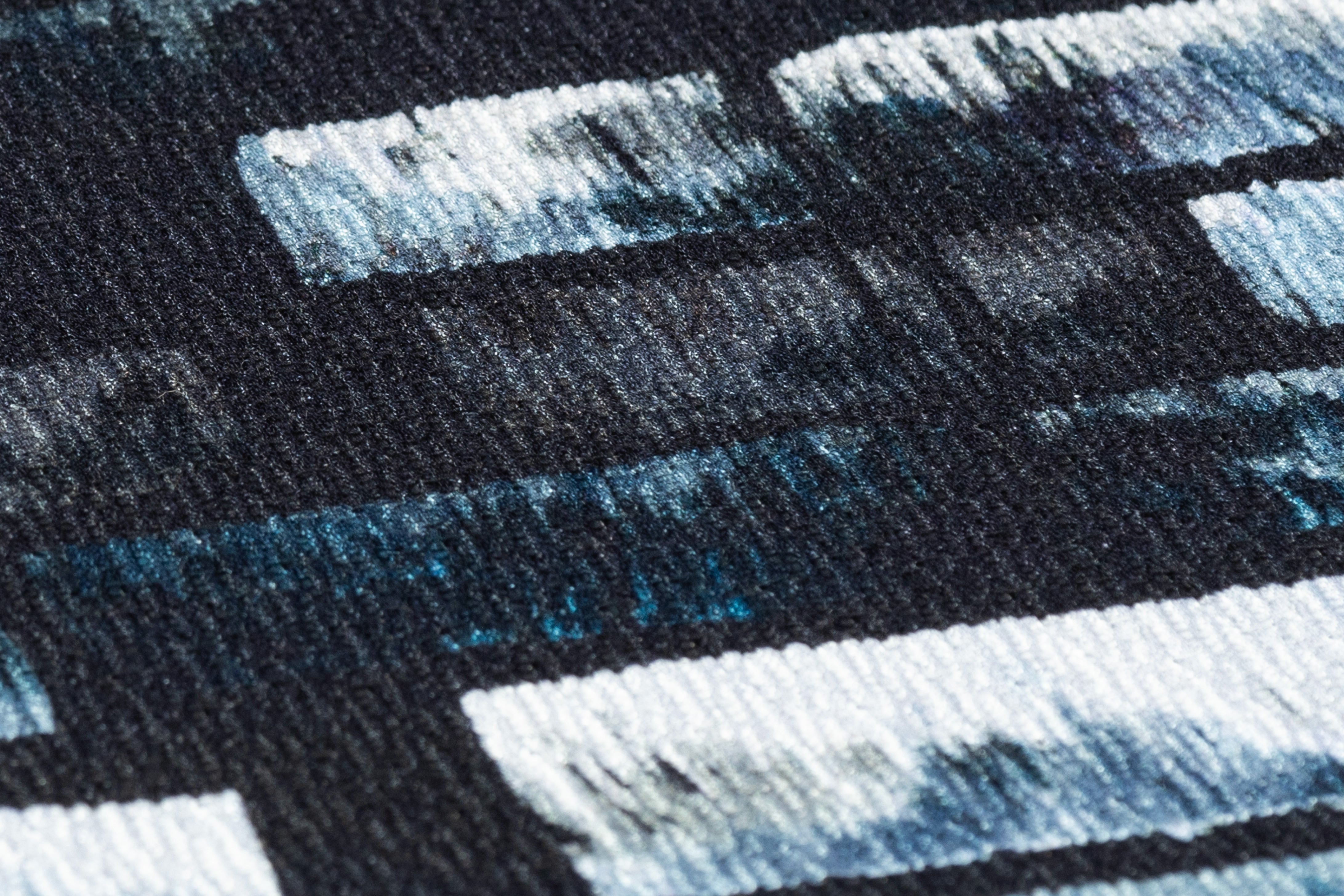 Textured Italian Cotton Viscose Print - Blue