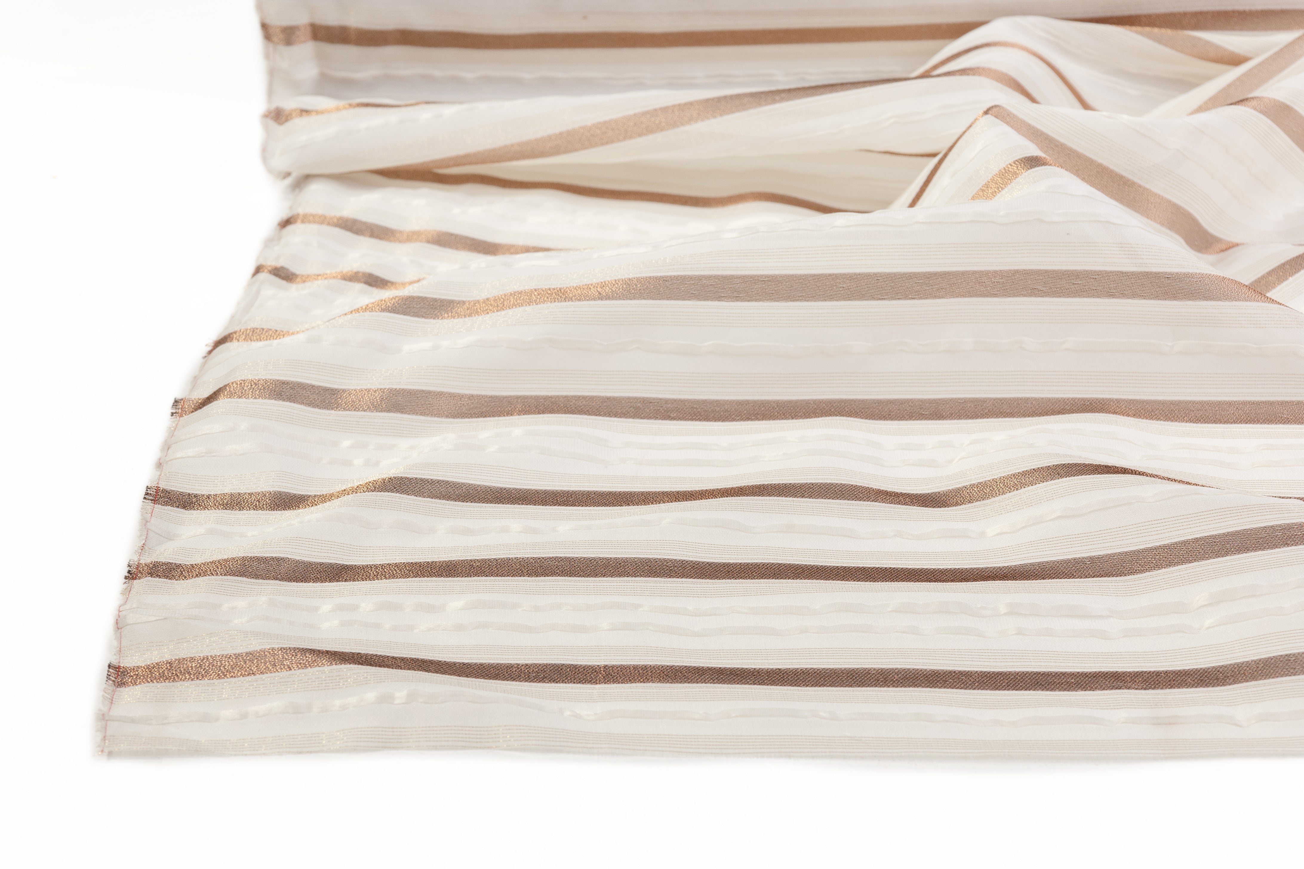 Novelty Metallic Italian Silk Viscose Organza - Off White / Copper