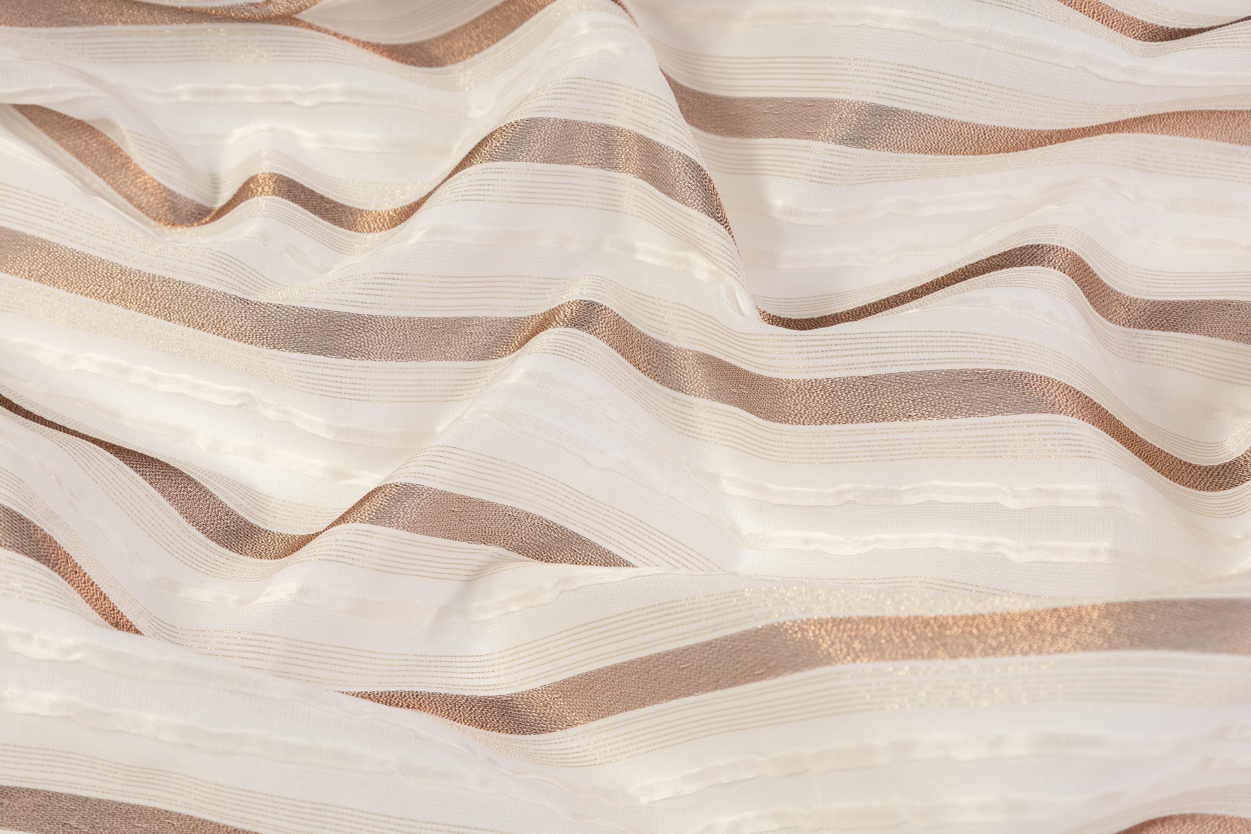 Novelty Metallic Italian Silk Viscose Organza - Off White / Copper