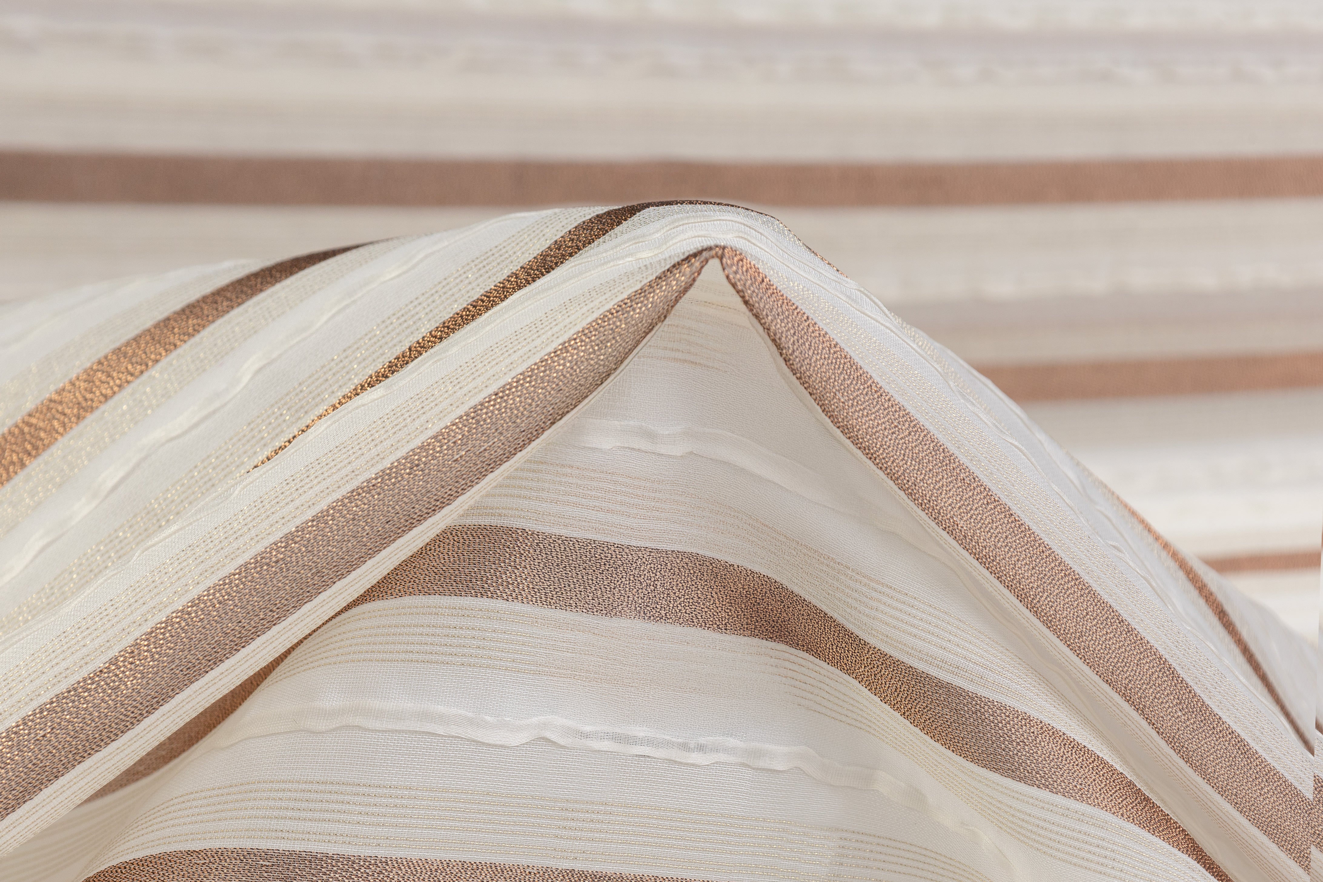 Novelty Metallic Italian Silk Viscose Organza - Off White / Copper