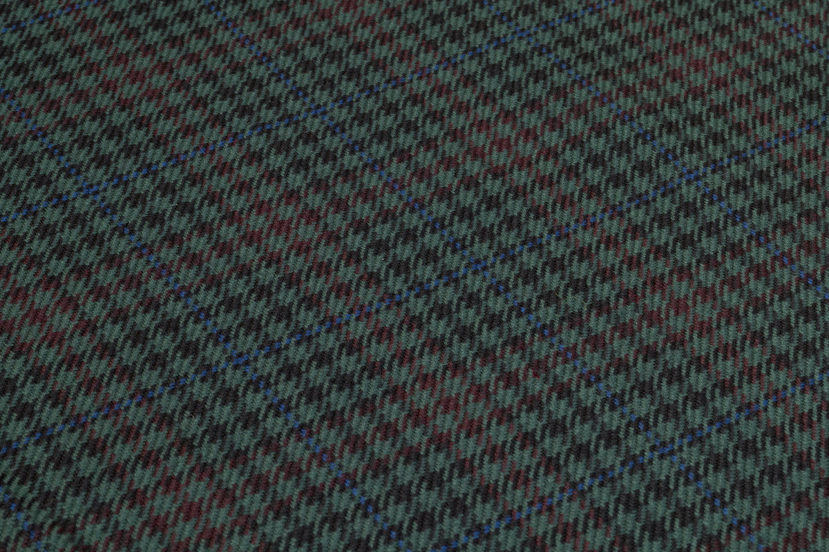 Checked Italian Wool Nylon Suiting - Green