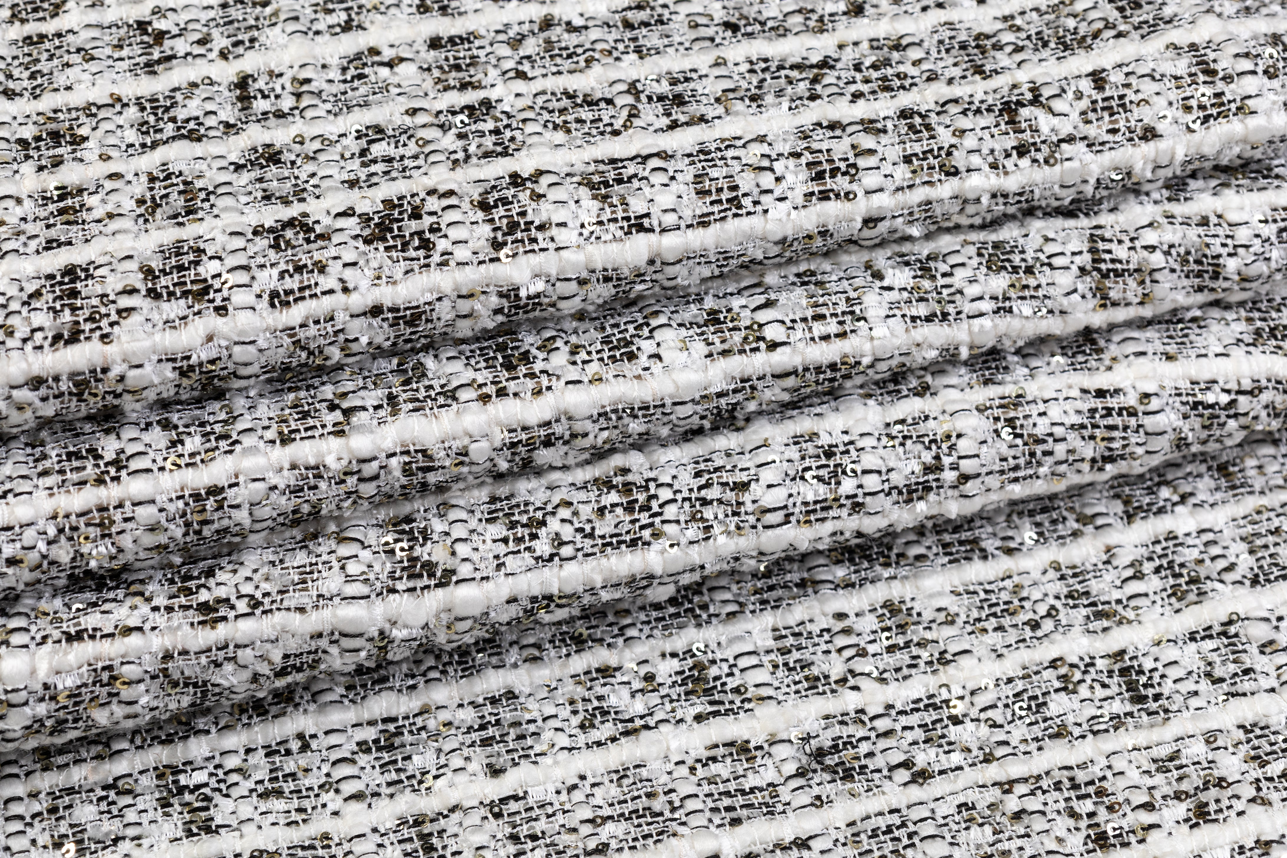 Sequined Chenille Tweed - Black / White