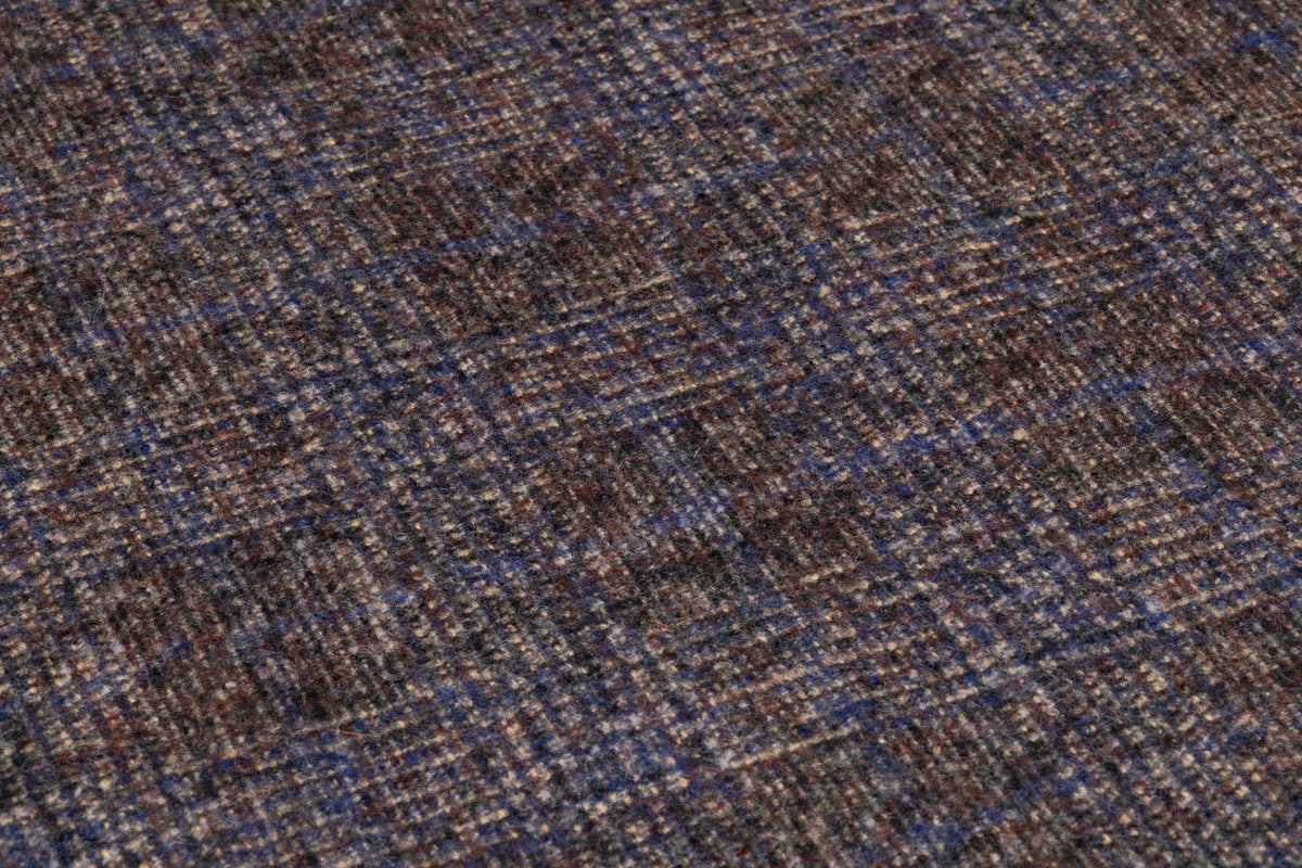 Ferla - Plaid Italian Alpaca Wool Suiting - Brown / Blue