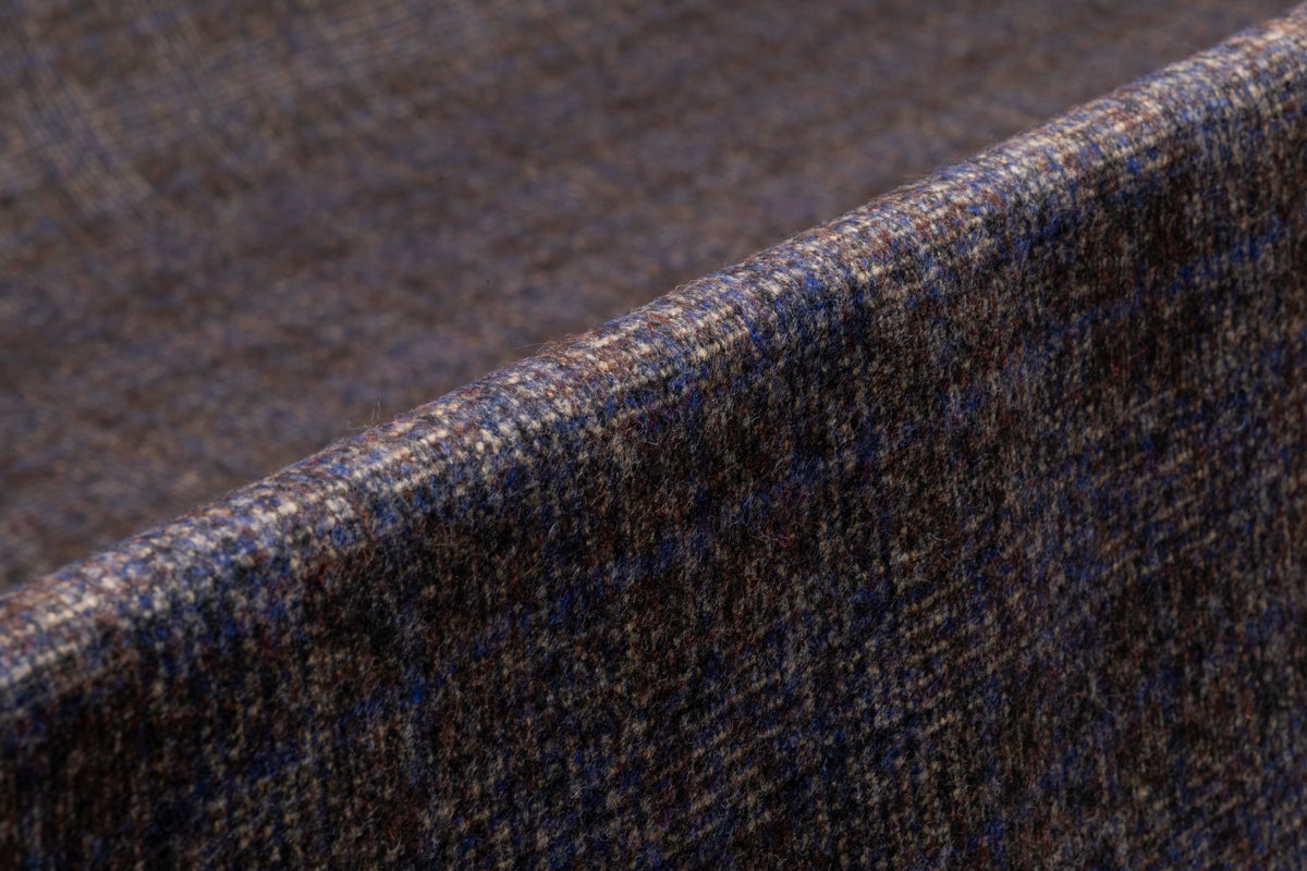 Ferla - Plaid Italian Alpaca Wool Suiting - Brown / Blue