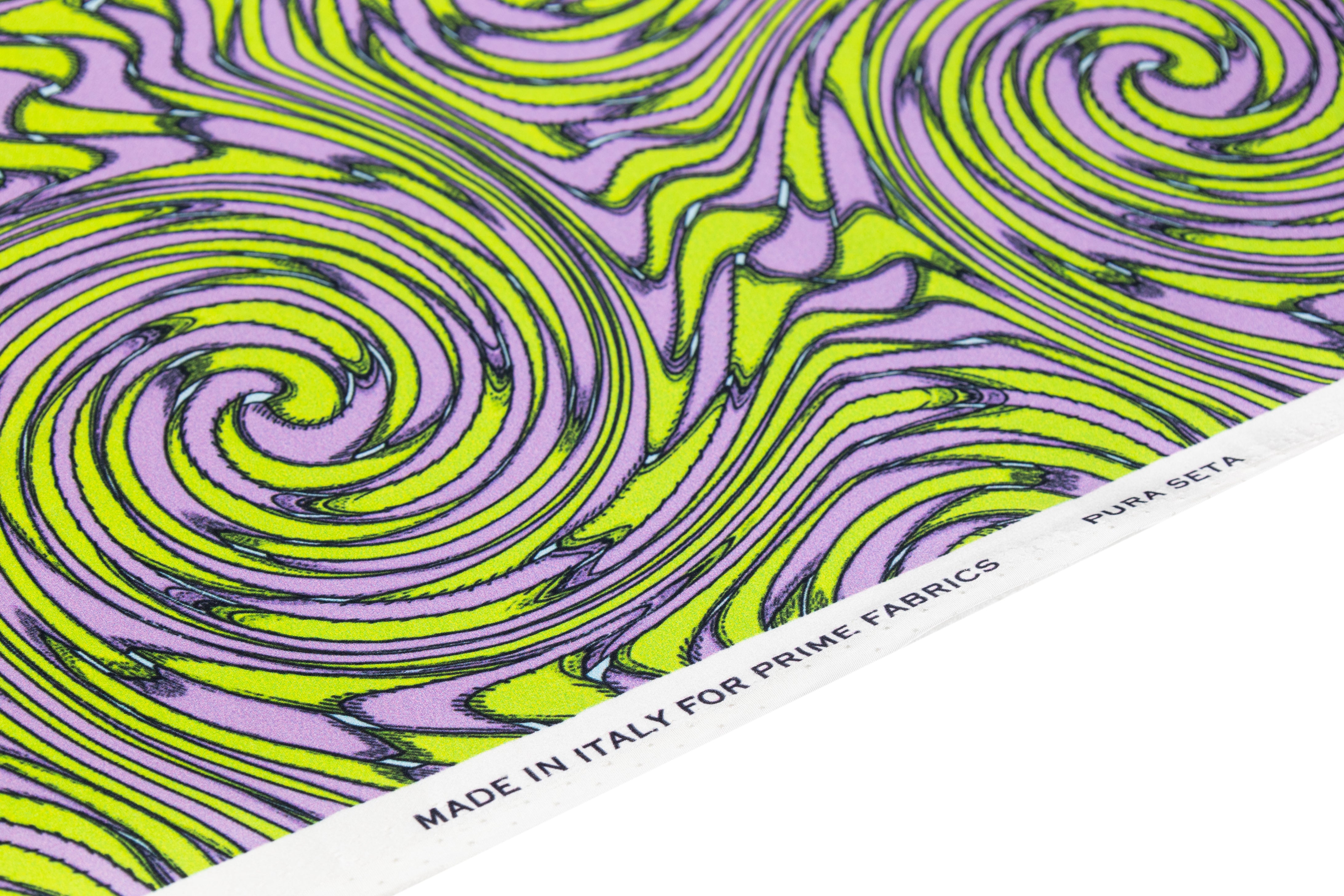 Abstract Italian Silk Charmeuse - Green / Purple