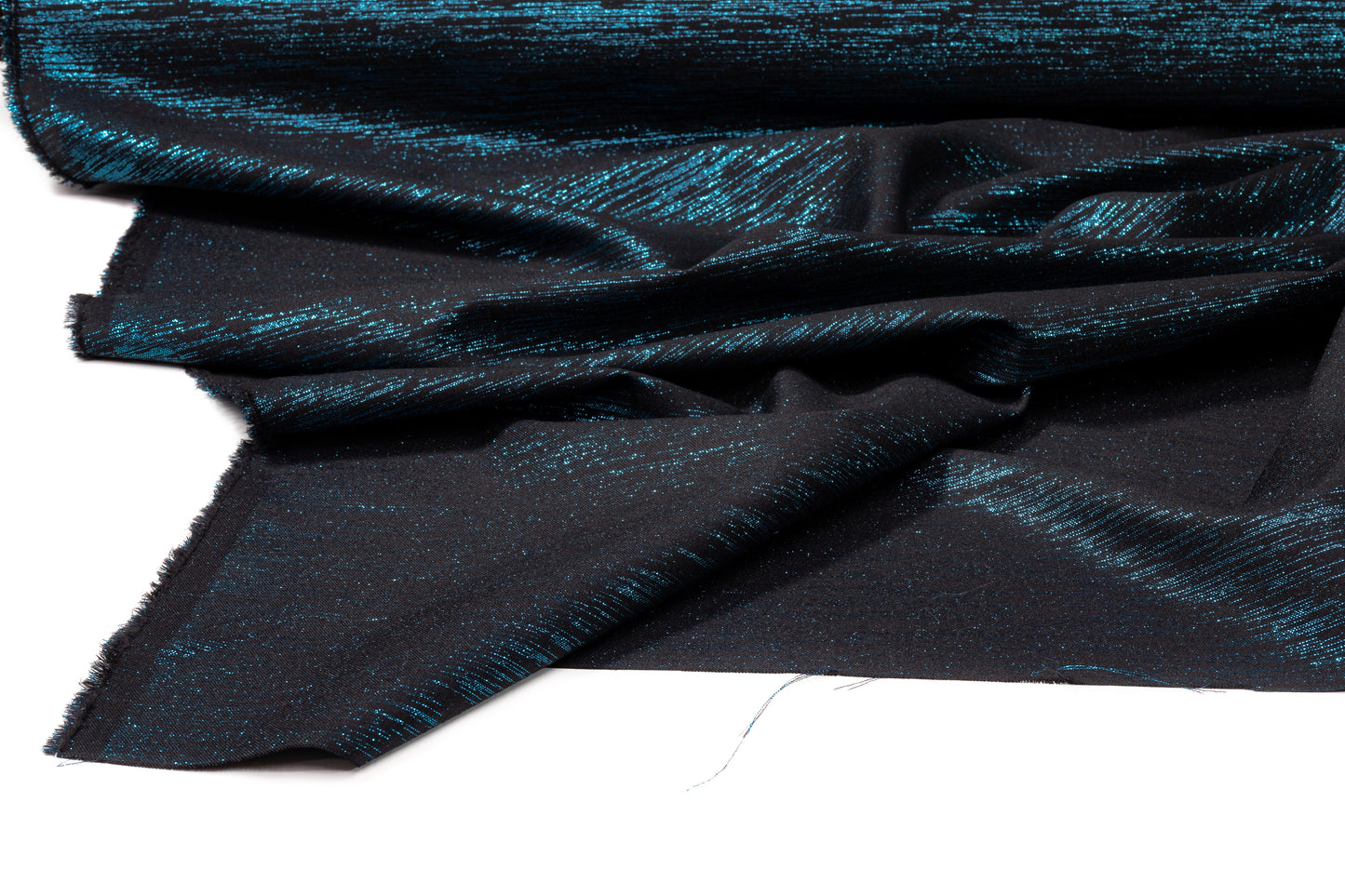 Metallic Italian Wool Suiting - Black / Electric Blue
