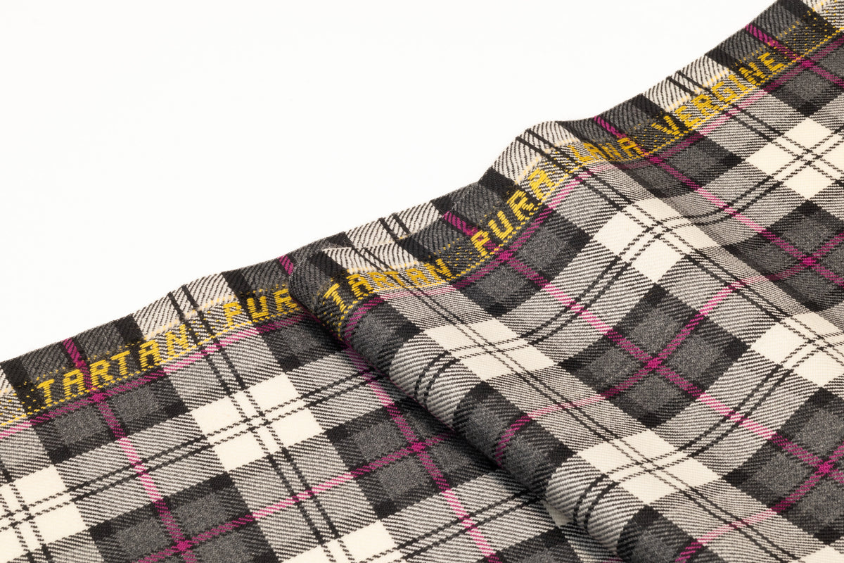 Tartan Italian Wool Suiting - Pink / Gray / Ivory