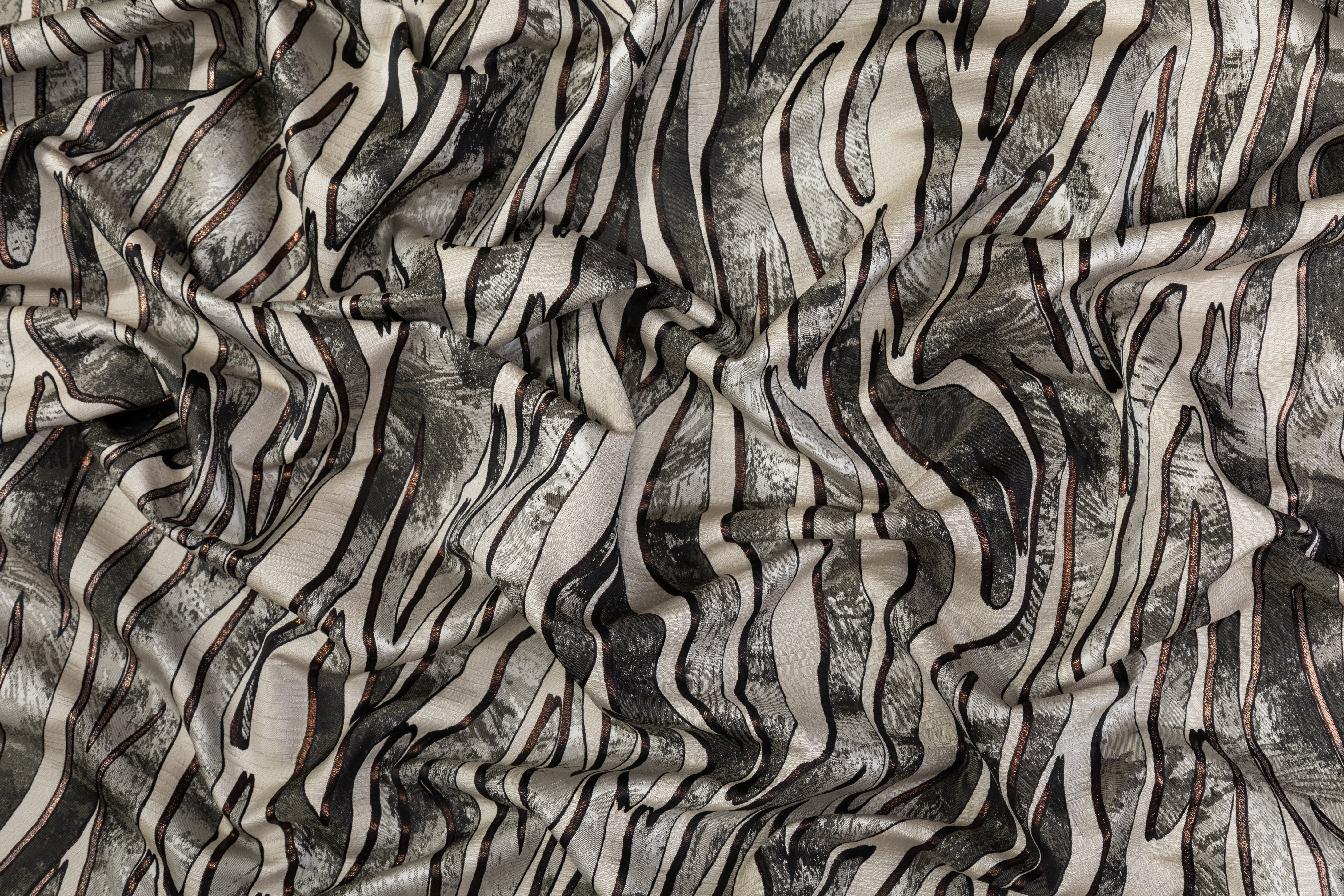Abstract Metallic Italian Brocade - Taupe