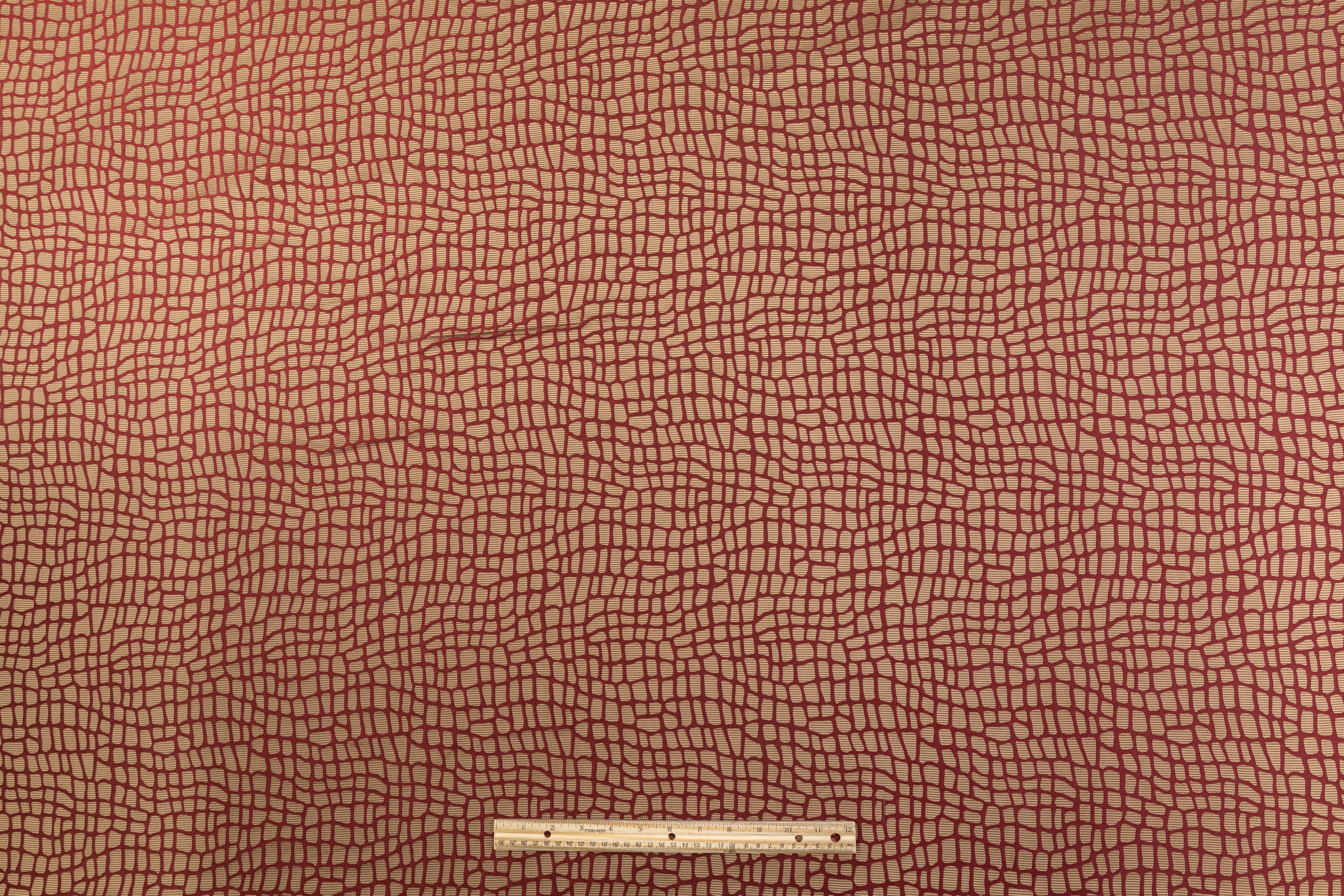 Crocodile Italian Brocade - Burgundy / Bronze