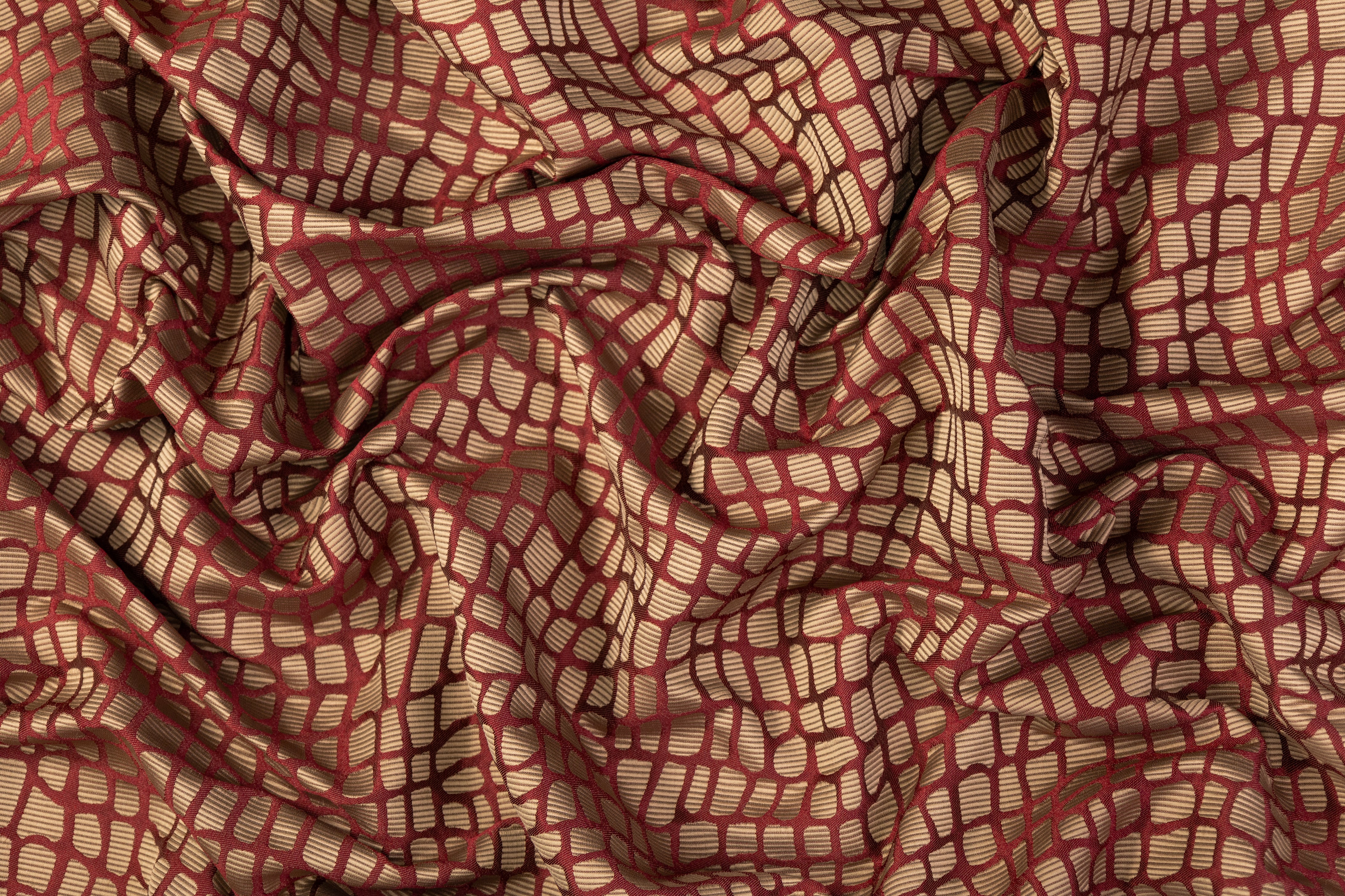Crocodile Italian Brocade - Burgundy / Bronze