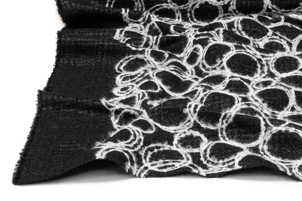 Geometric Metallic Wool Blend Tweed Boucle - Black / White
