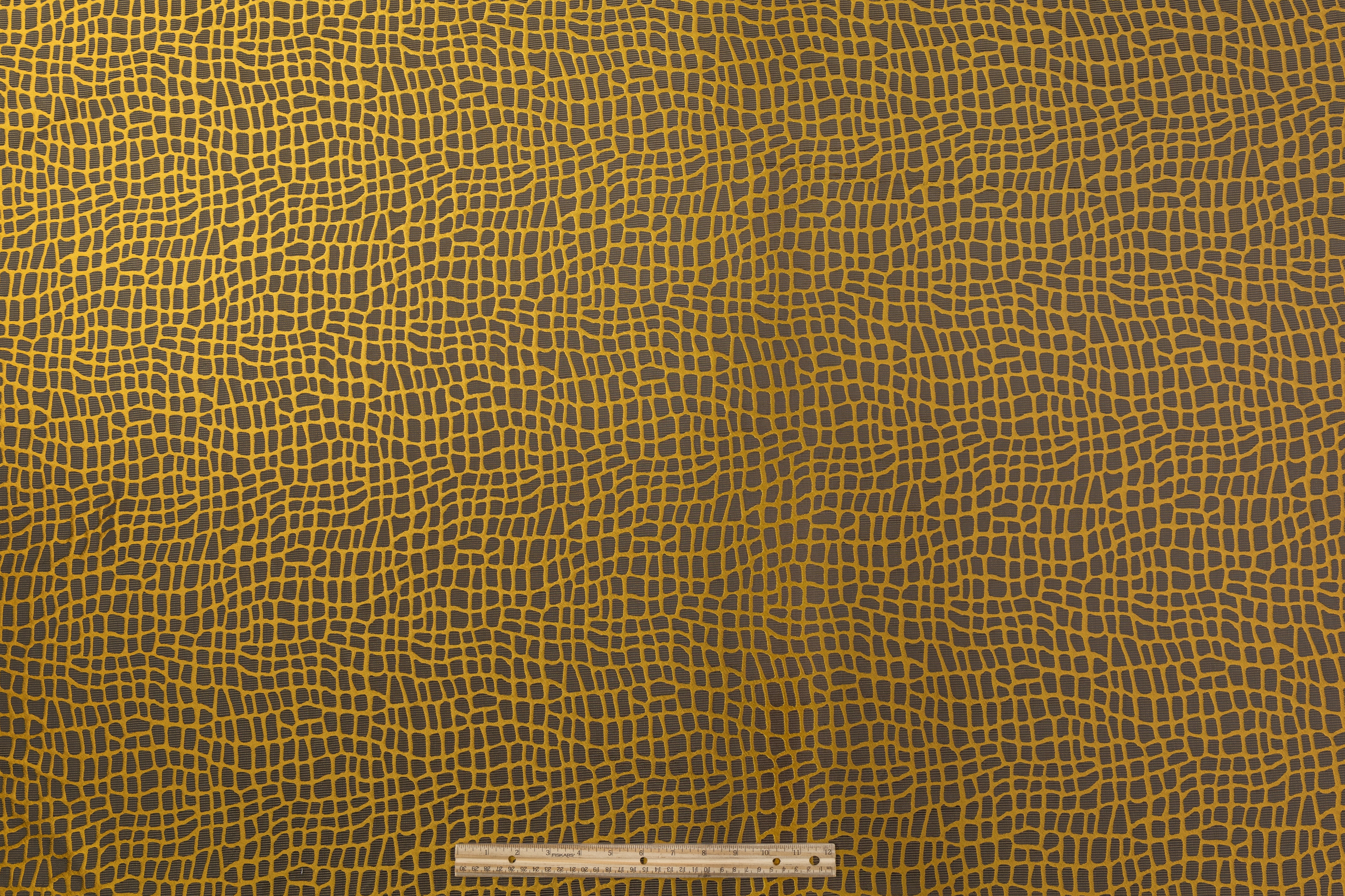 Crocodile Italian Brocade - Mustard / Brown