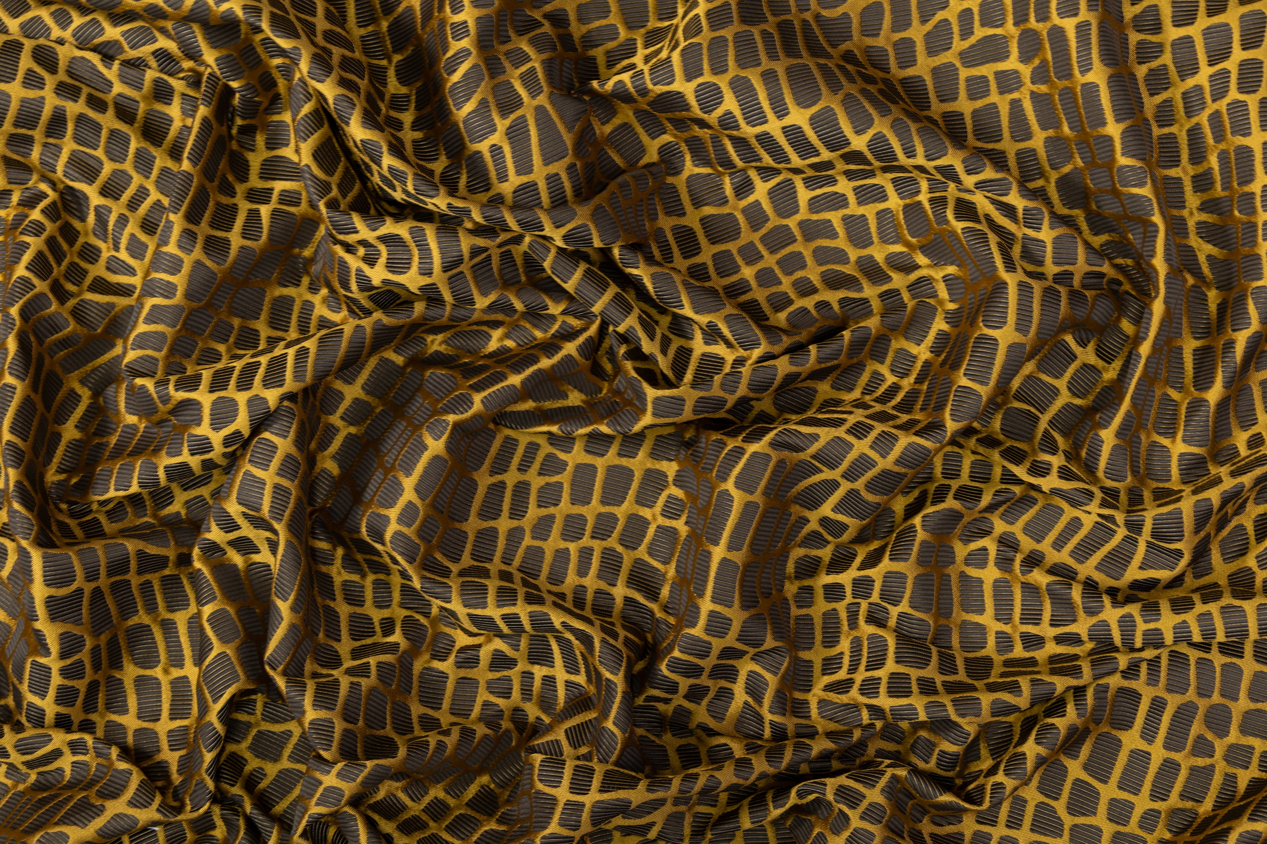 Crocodile Italian Brocade - Mustard / Brown
