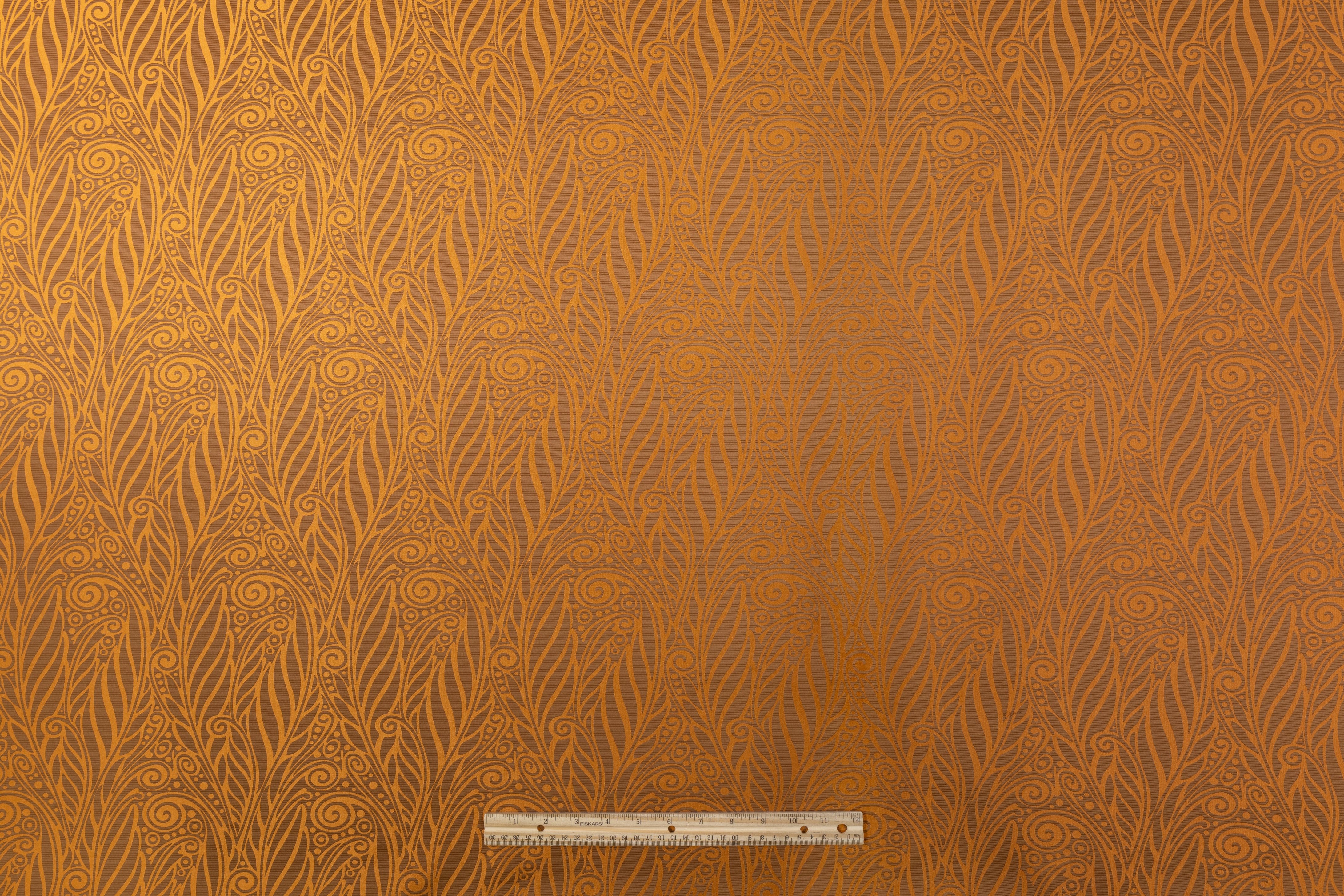 Abstract Italian Satin Brocade - Burned Orange