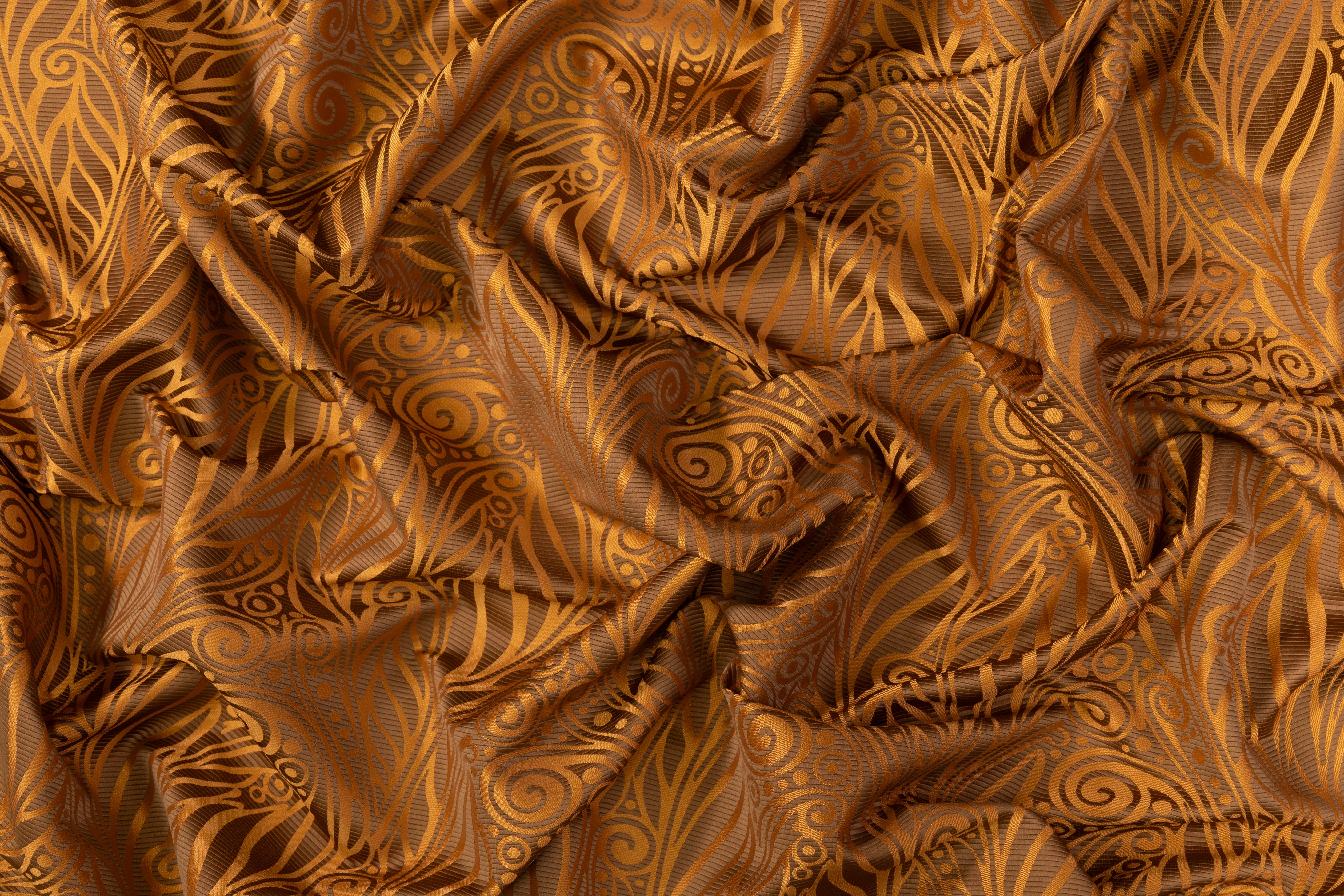 Abstract Italian Satin Brocade - Burned Orange