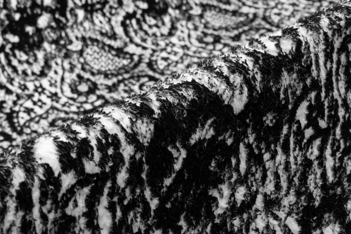 Abstract Paisley Viscose Nylon Coating - Black / White