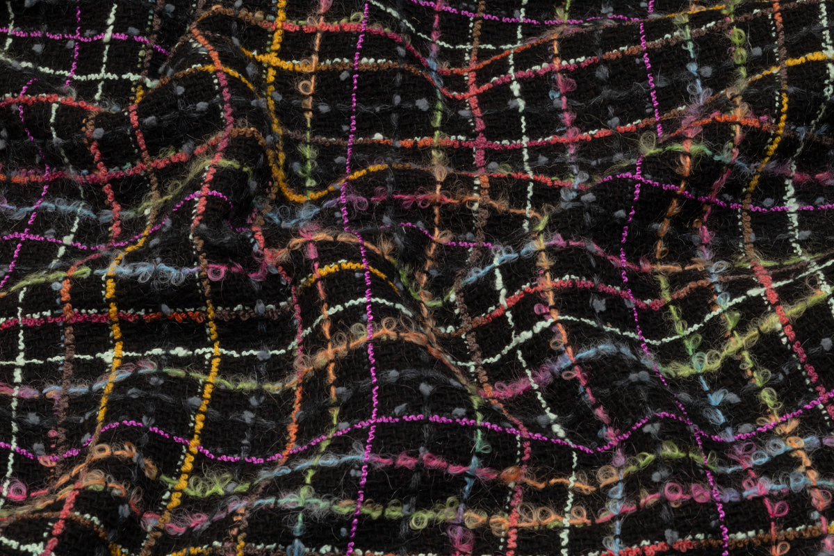Checked Italian Wool Tweed Boucle - Multicolor
