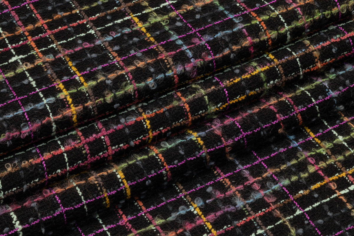 Checked Italian Wool Tweed Boucle - Multicolor