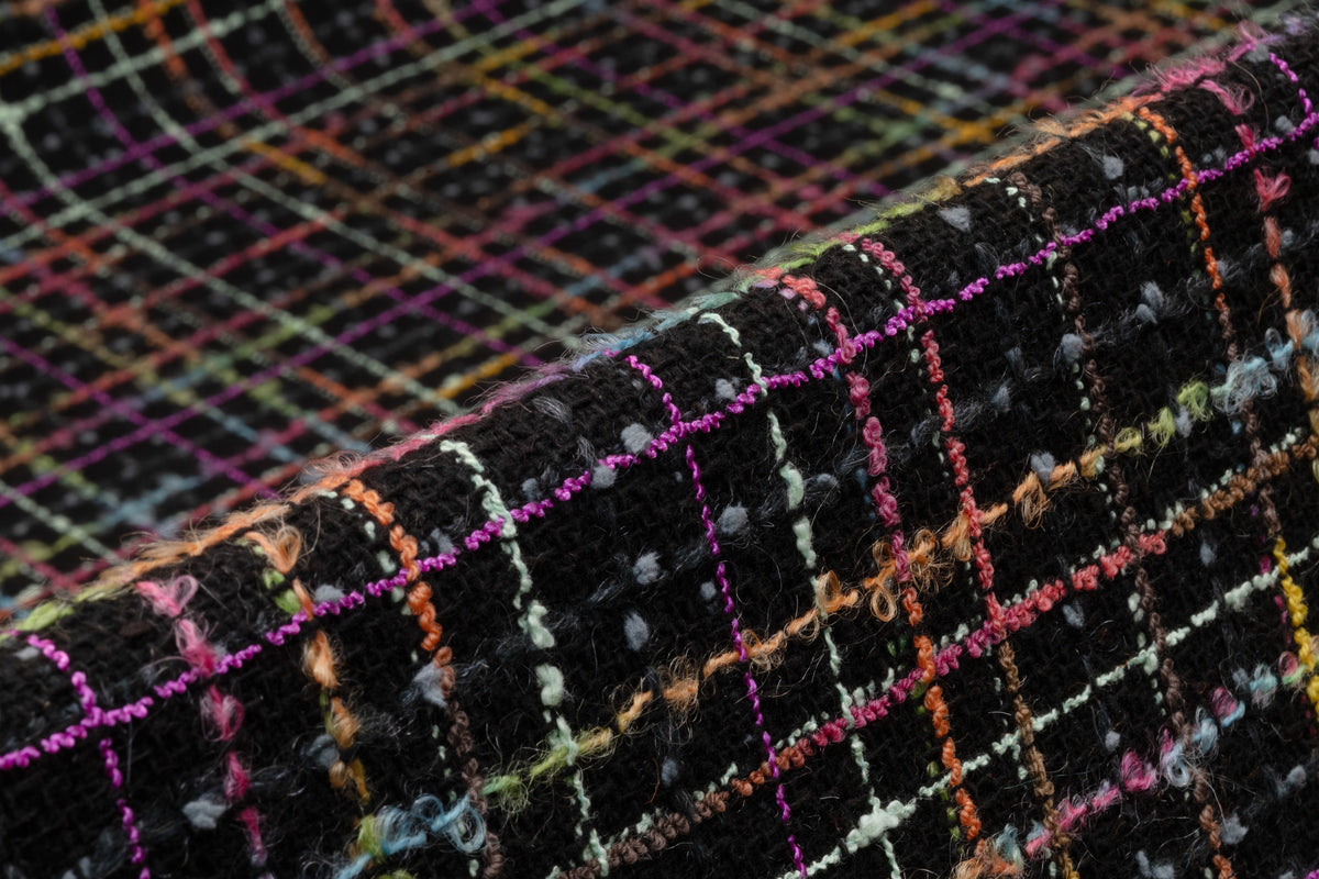 Checked Italian Wool Tweed Boucle - Multicolor