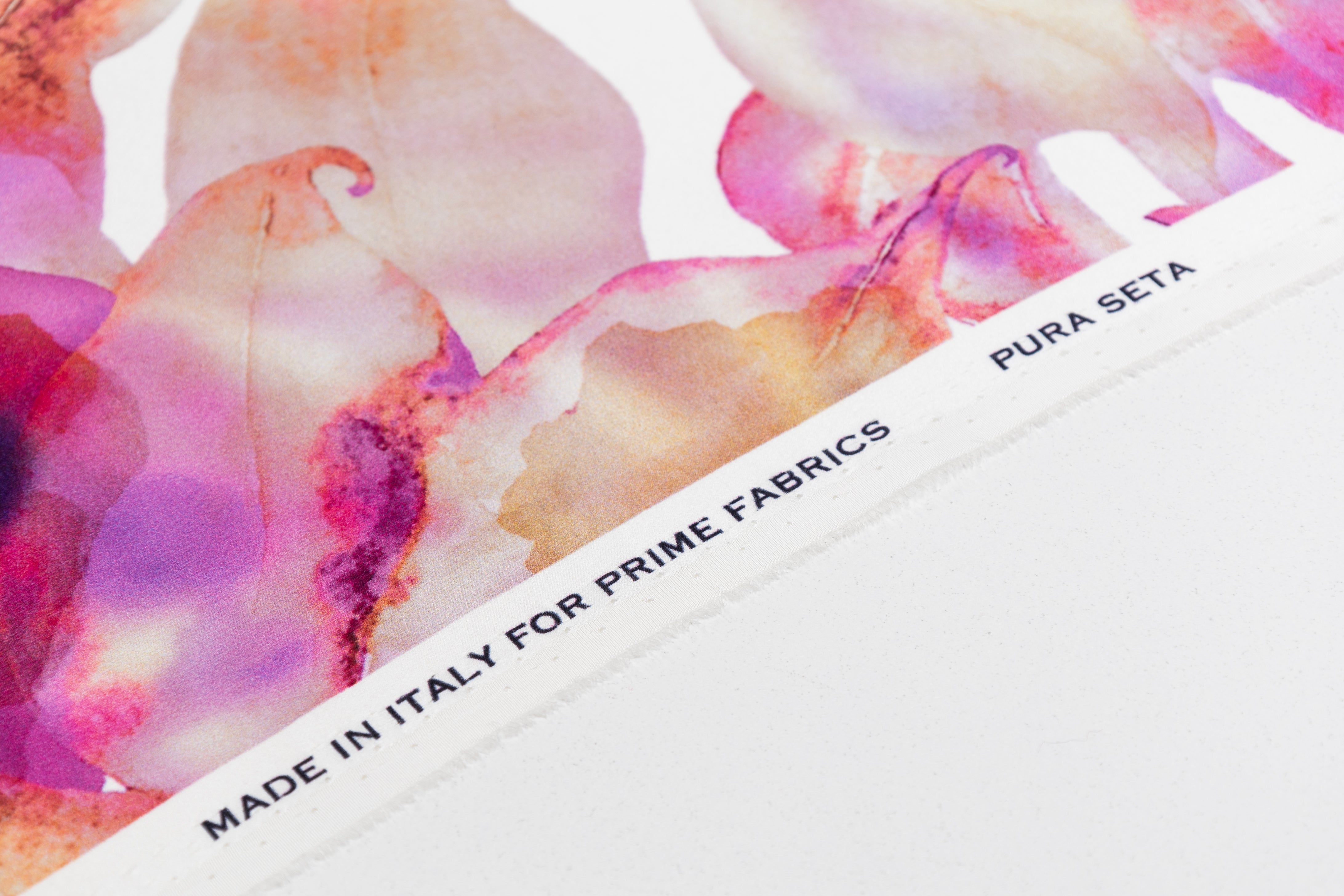 Watercolor Floral Italian Silk Charmeuse - Magenta