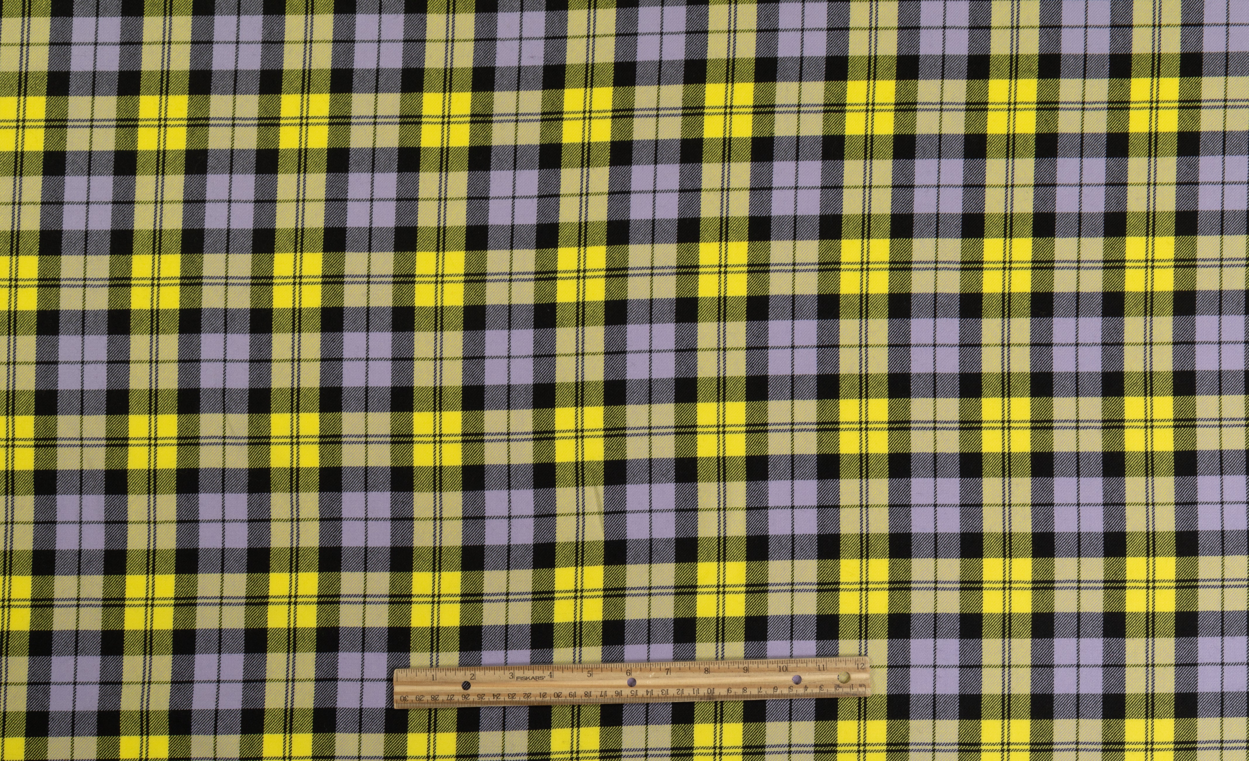 Tartan Italian Wool Suiting - Purple / Yellow