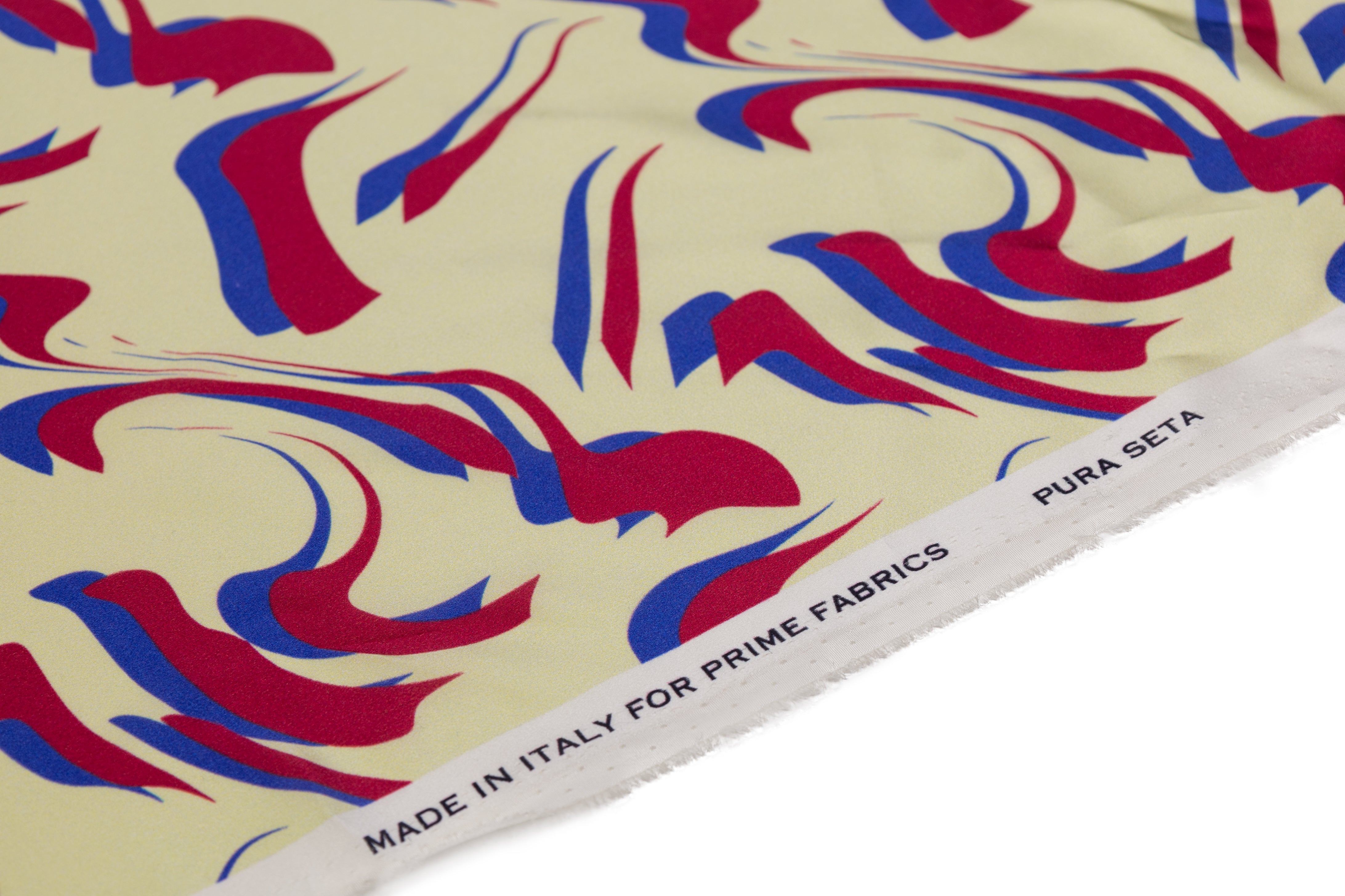 Abstract Italian Silk Charmeuse - Red / Blue / Cream