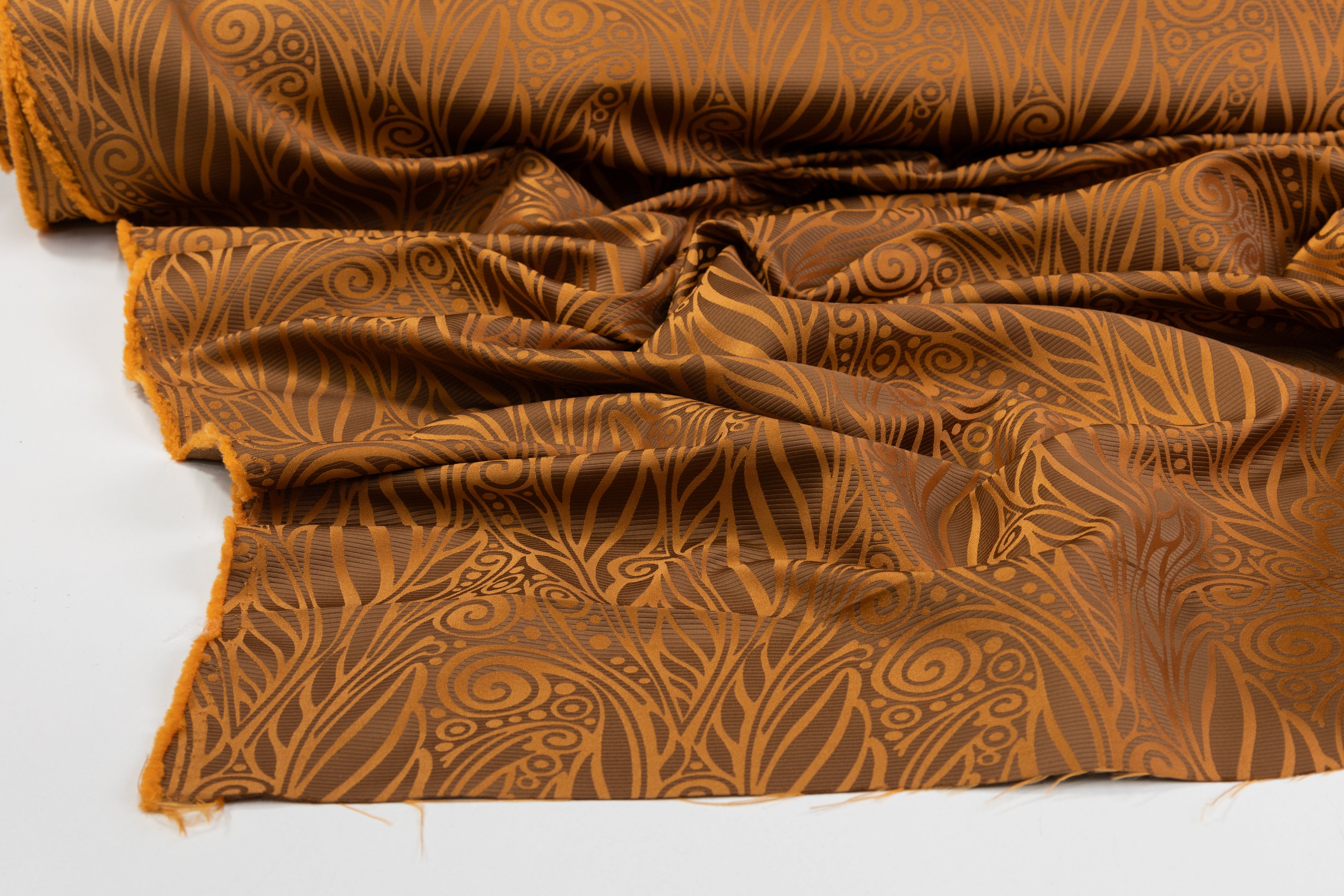 Abstract Italian Satin Brocade - Burned Orange