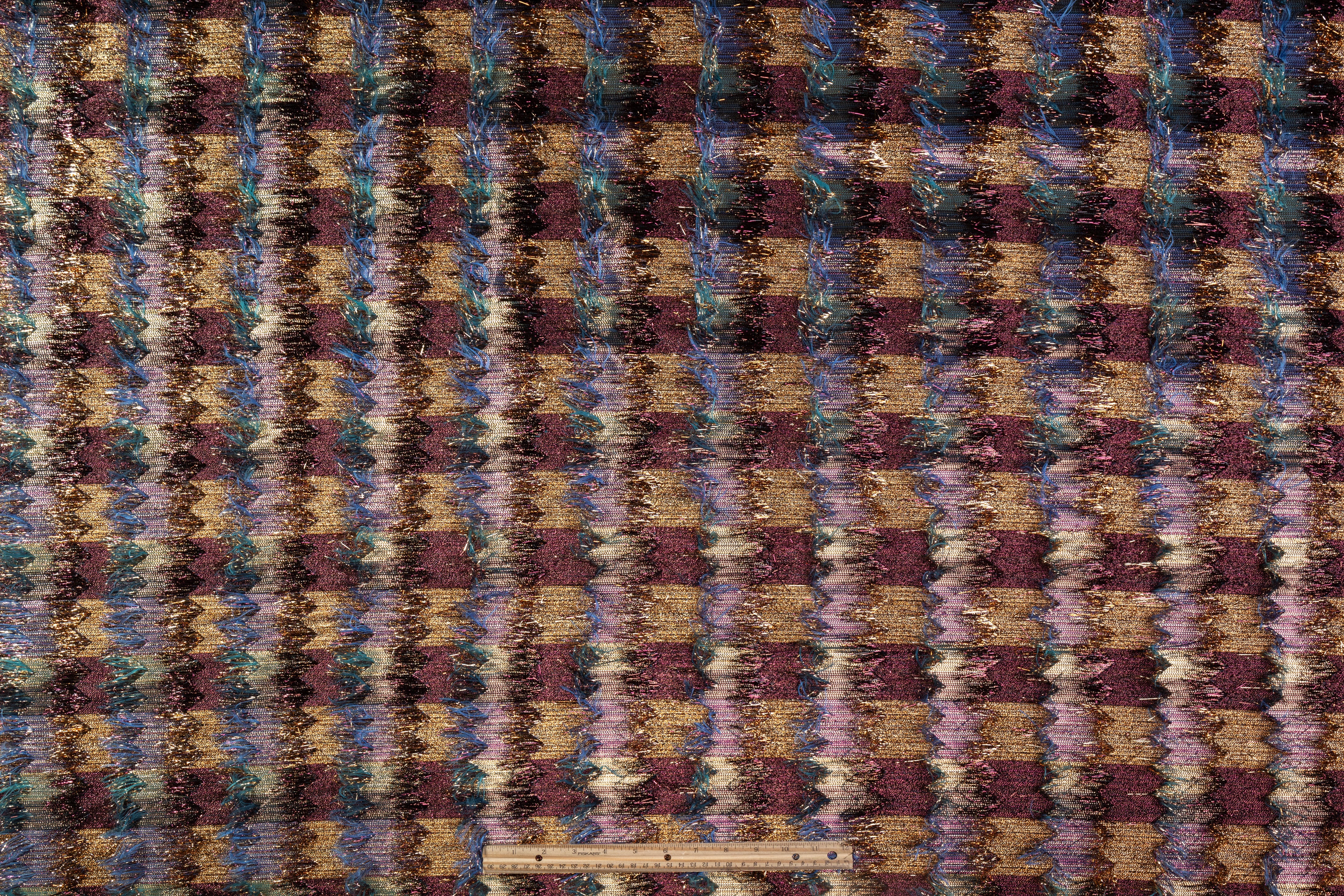 Fringed Metallic Silk Blend Brocade - Multicolor