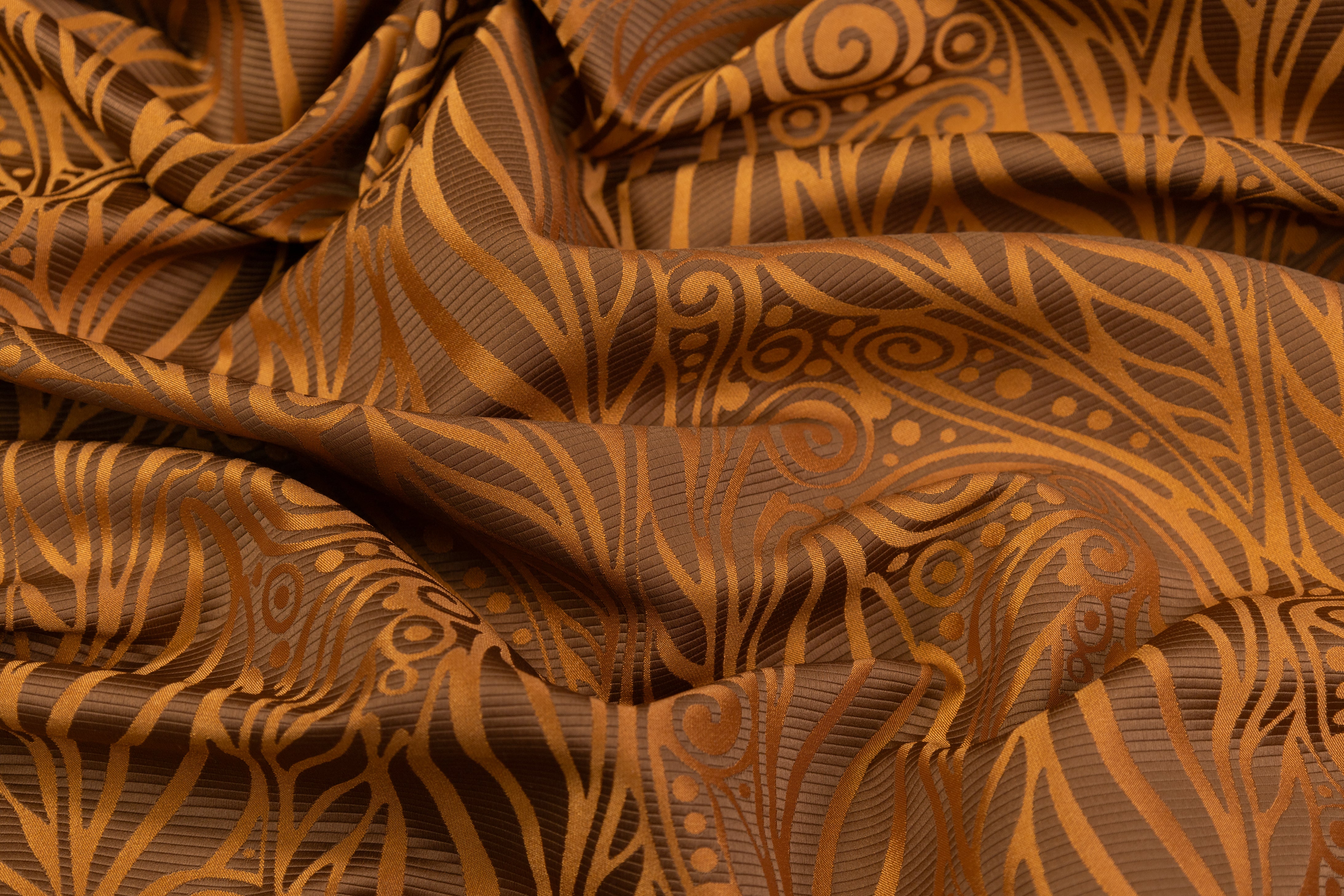 Abstract Italian Satin Brocade - Burned Orange