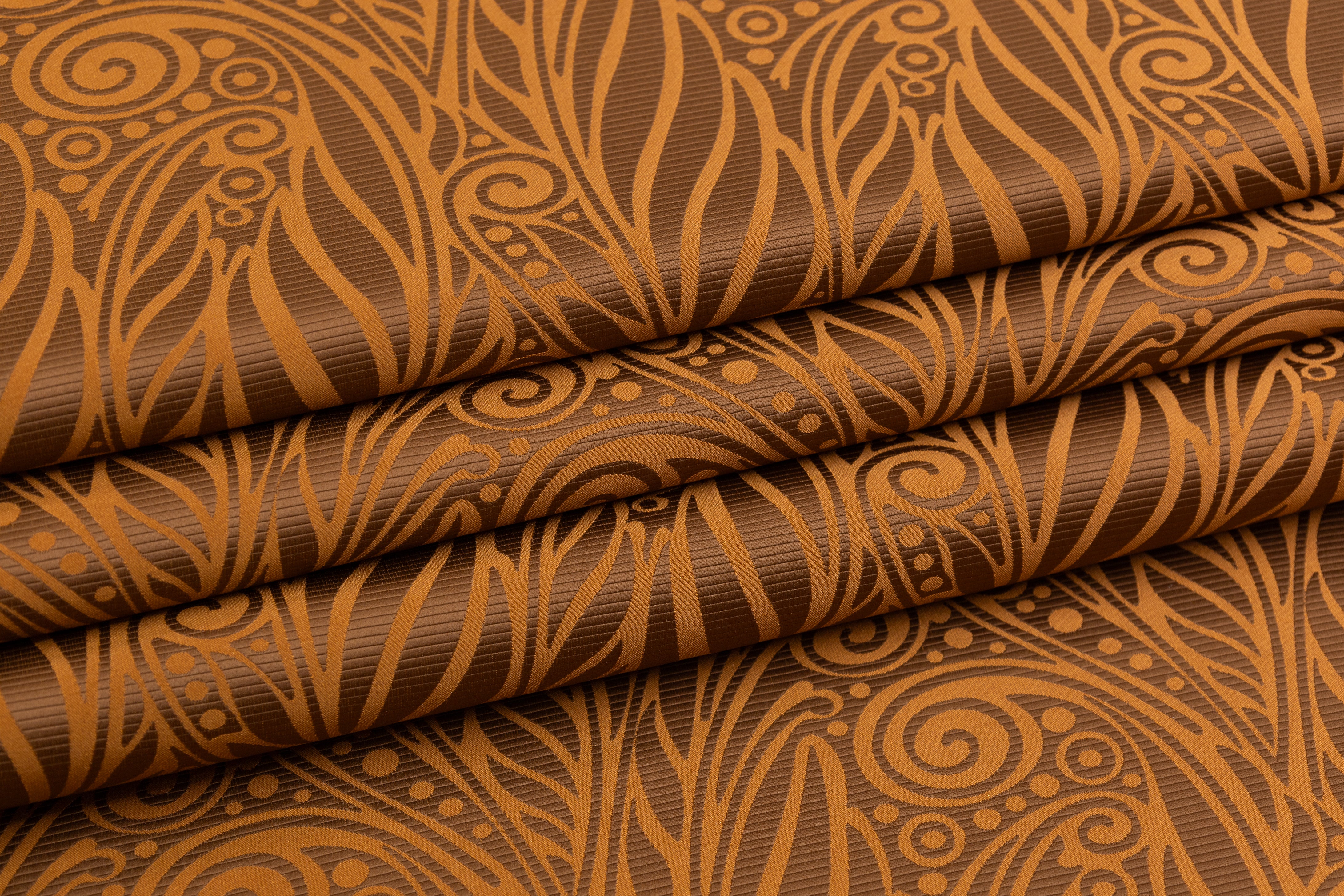 Abstract Italian Satin Brocade - Burned Orange