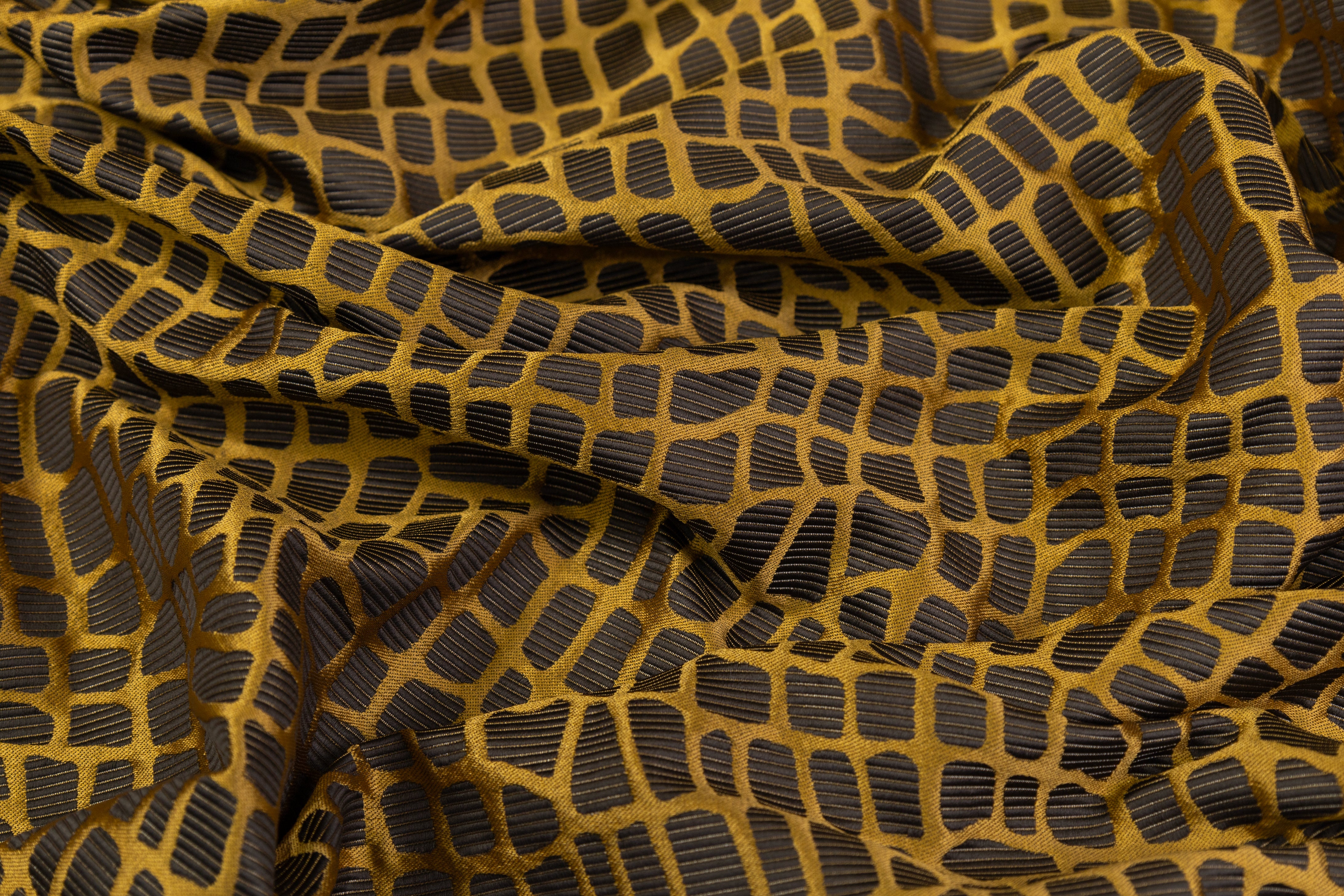 Crocodile Italian Brocade - Mustard / Brown
