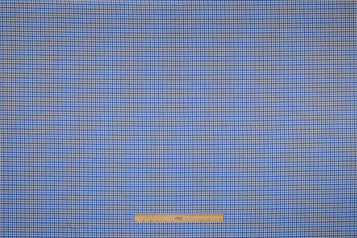 Houndstooth Italian Wool Suiting - Blue / Off White
