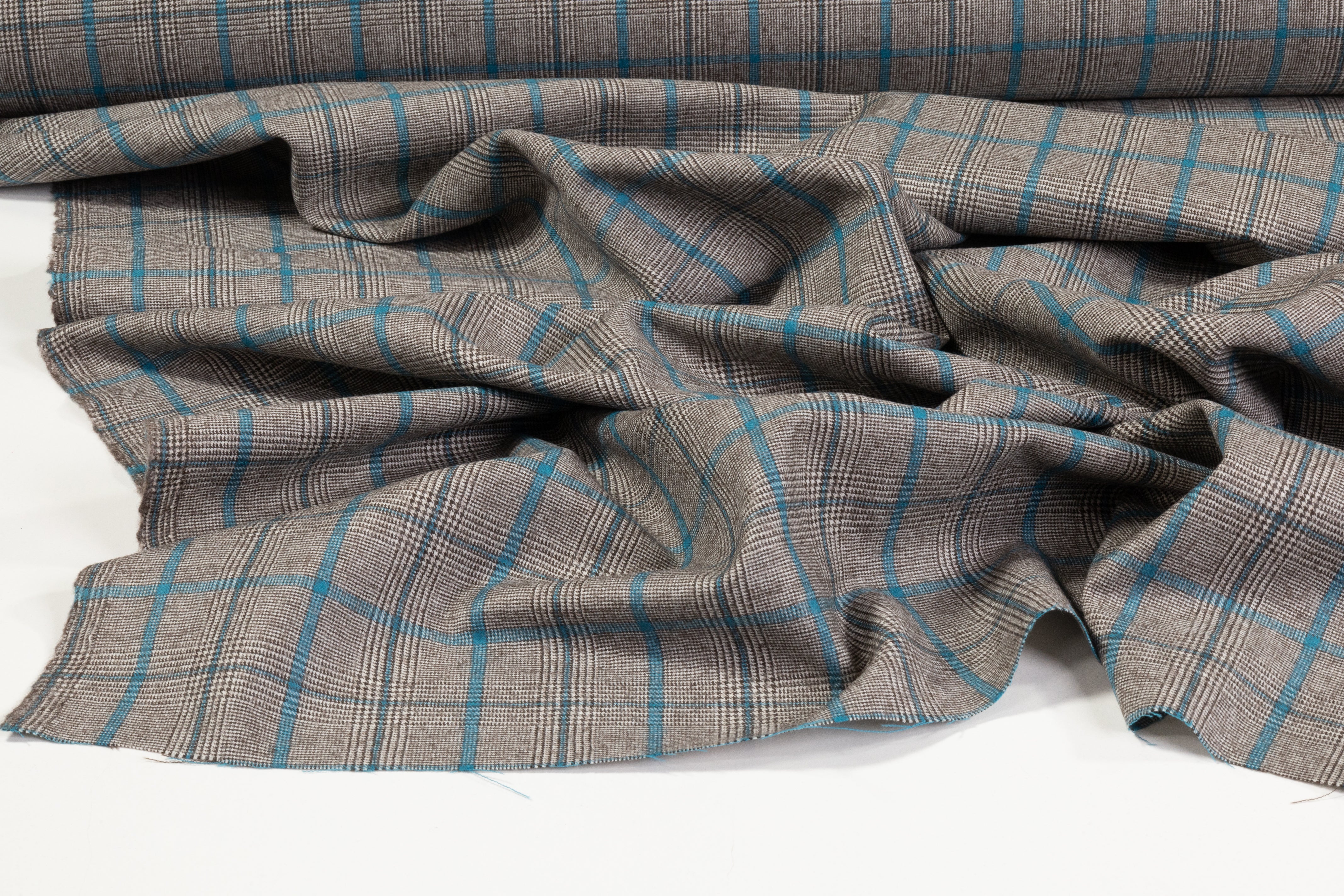Carnet - Checked Italian Wool Suiting - Blue / Gray / Brown