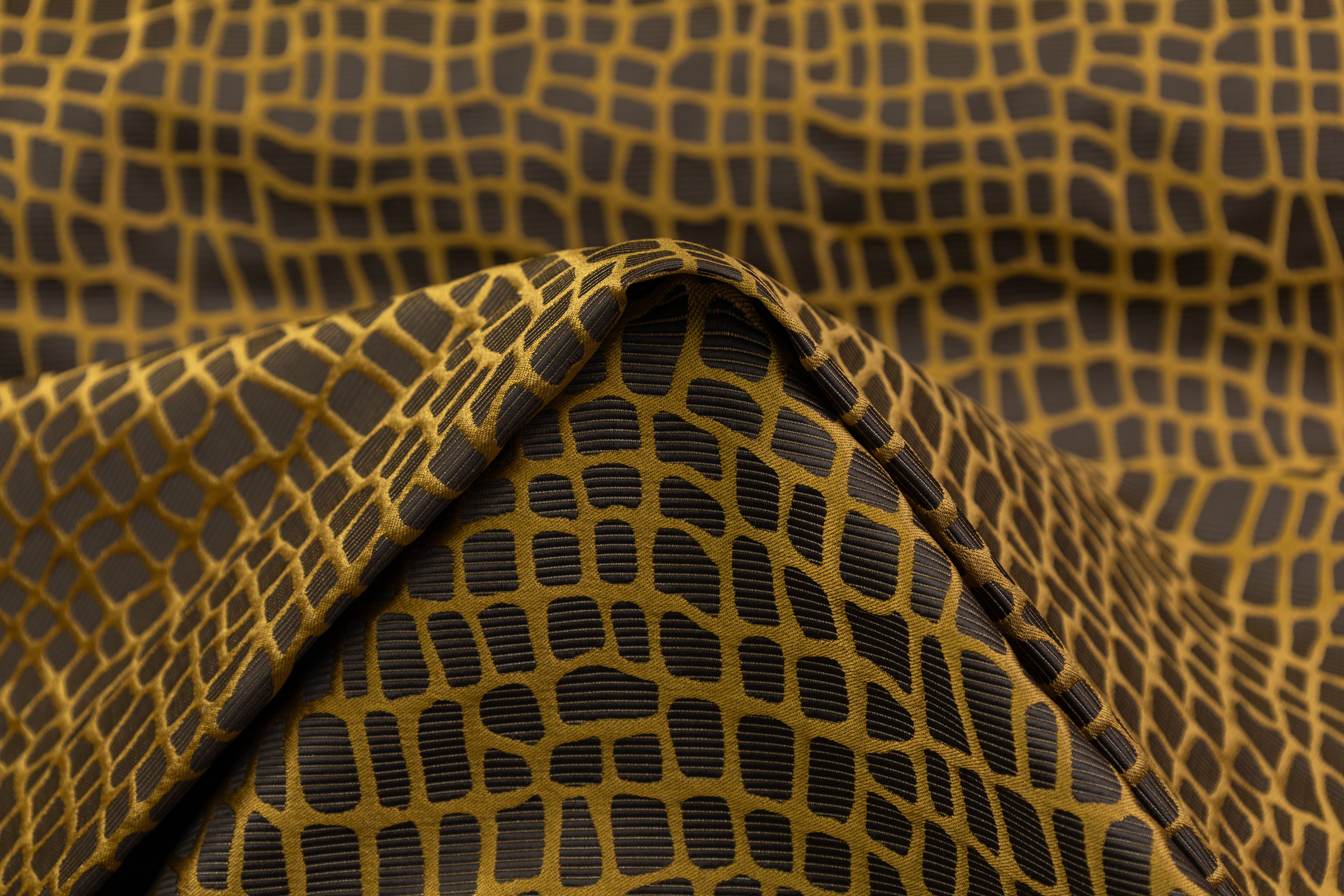 Crocodile Italian Brocade - Mustard / Brown