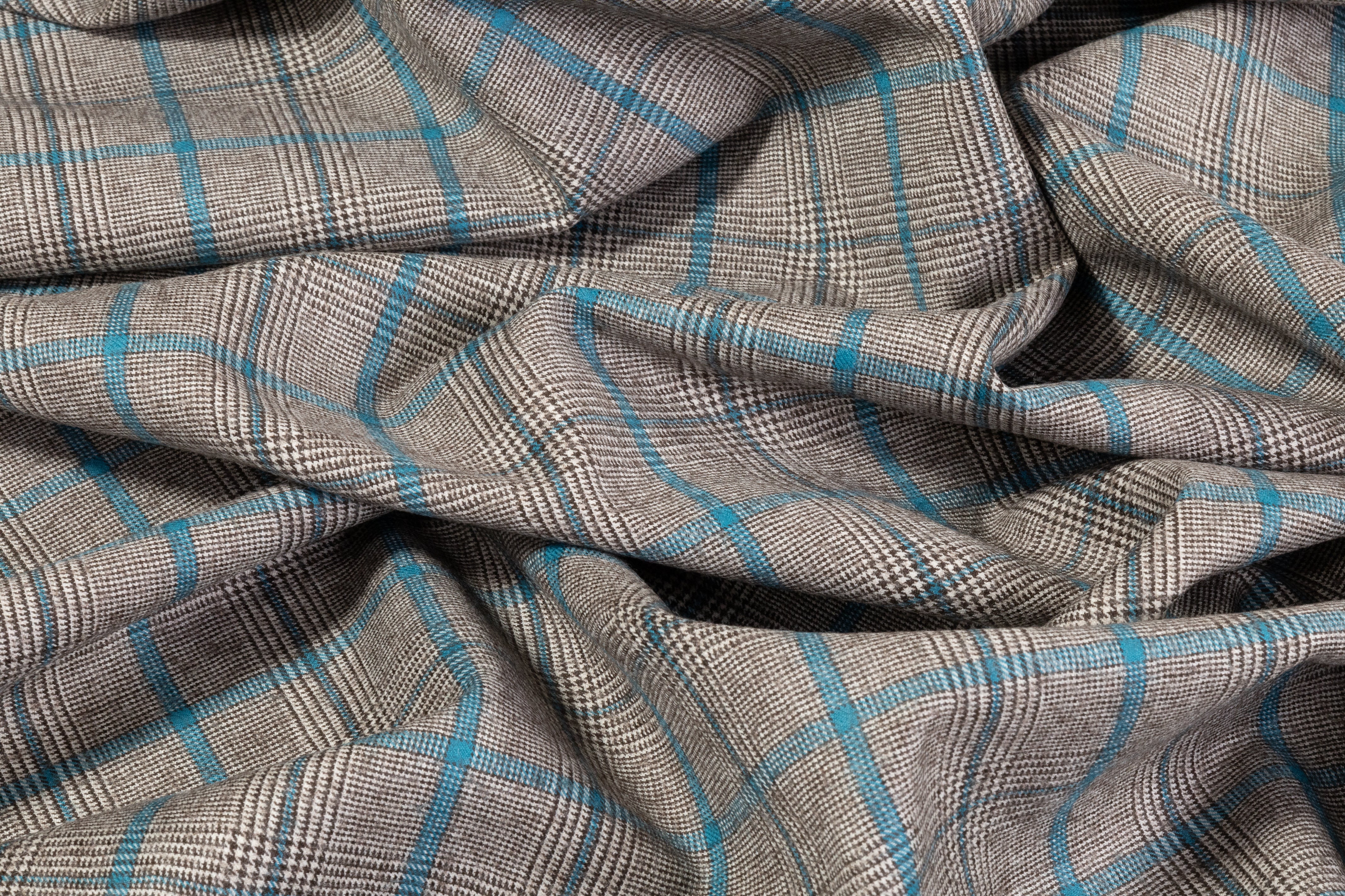 Carnet - Checked Italian Wool Suiting - Blue / Gray / Brown