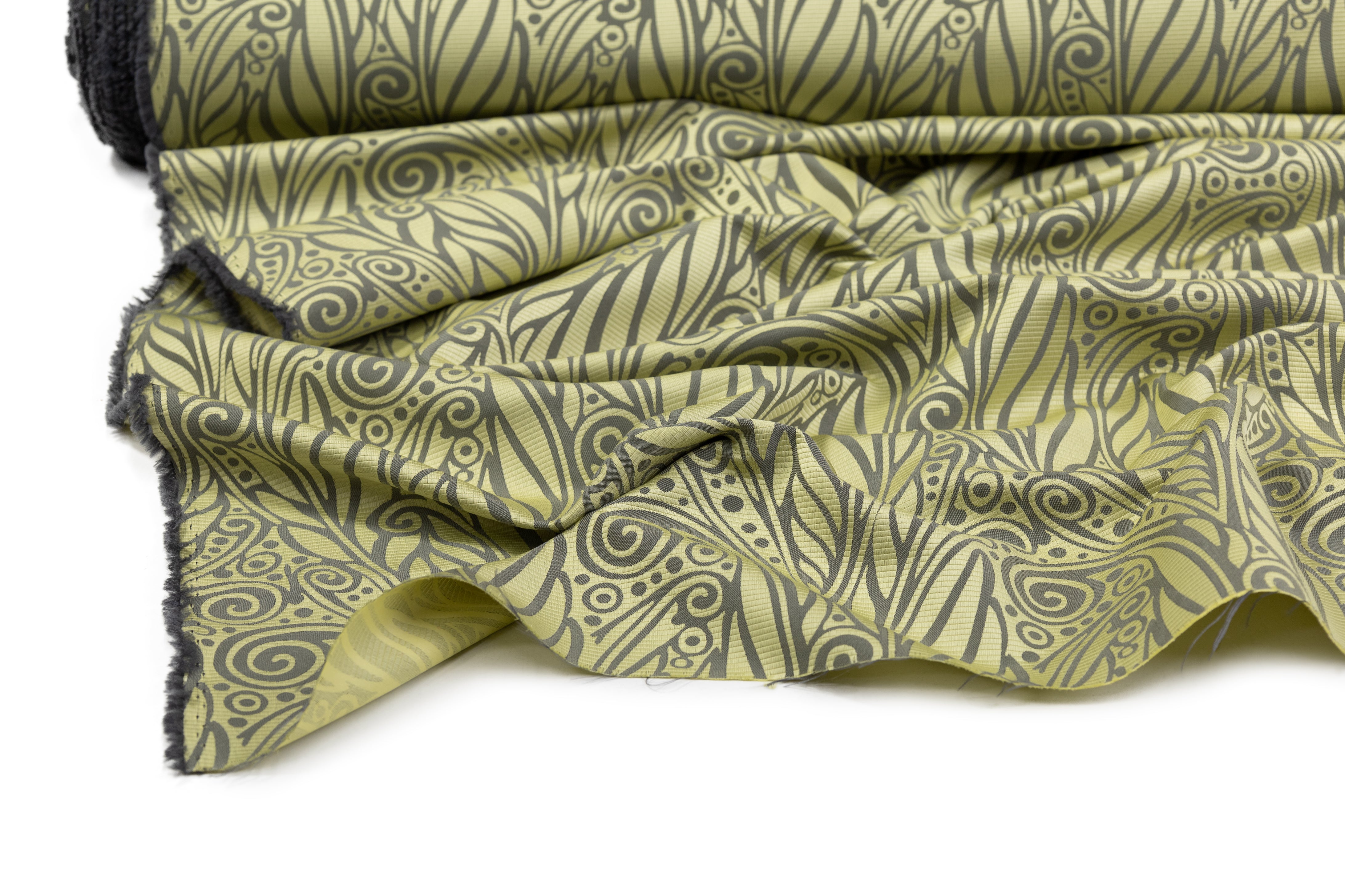 Abstract Italian Satin Brocade - Green / Gray