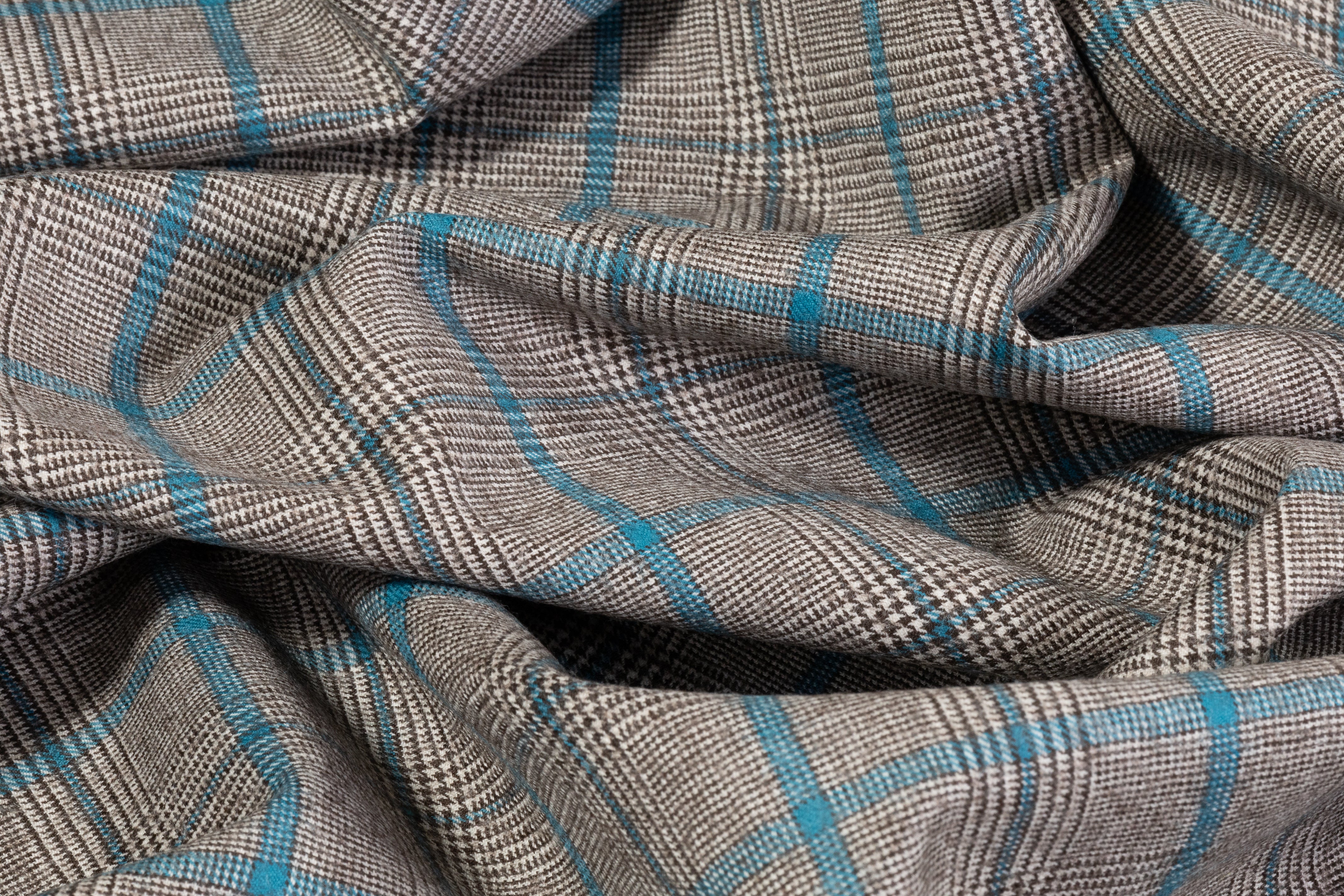 Carnet - Checked Italian Wool Suiting - Blue / Gray / Brown