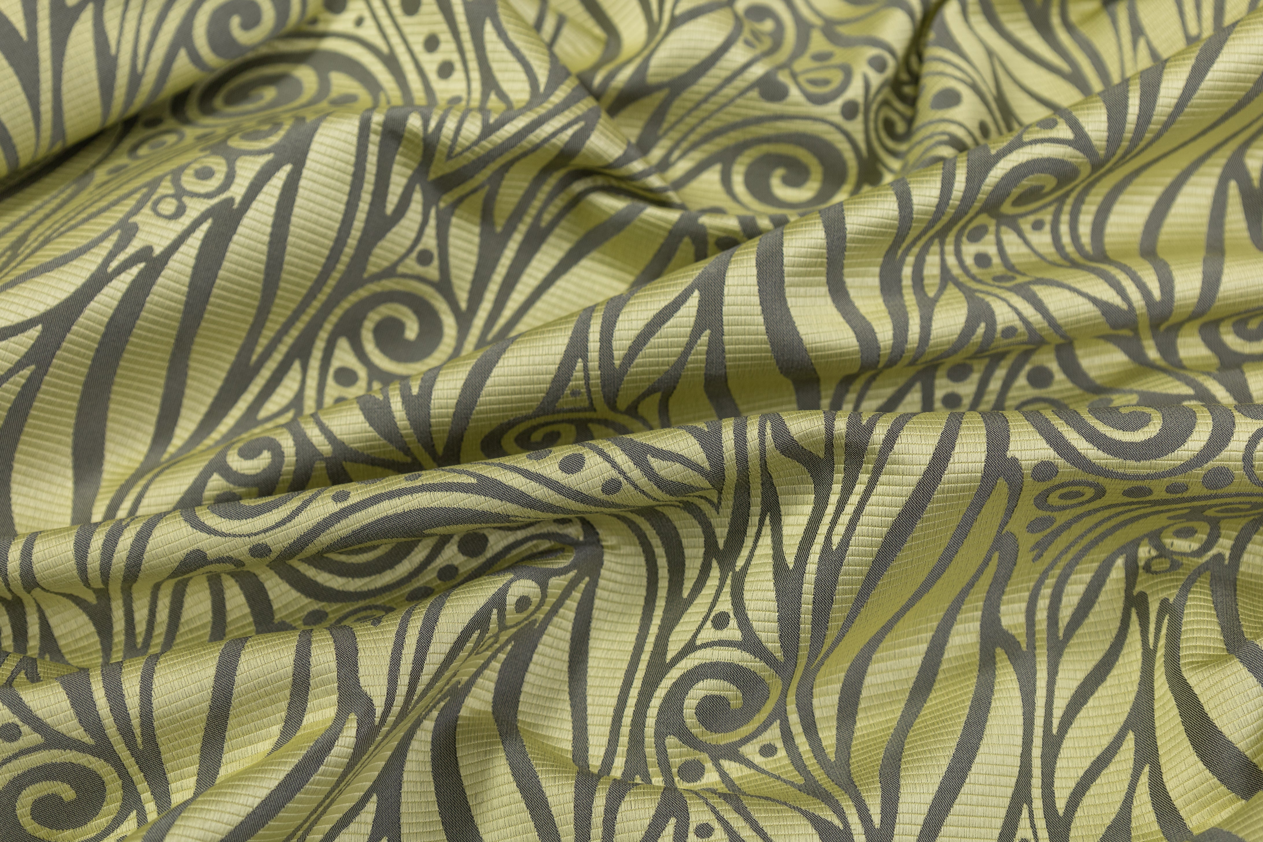 Abstract Italian Satin Brocade - Green / Gray
