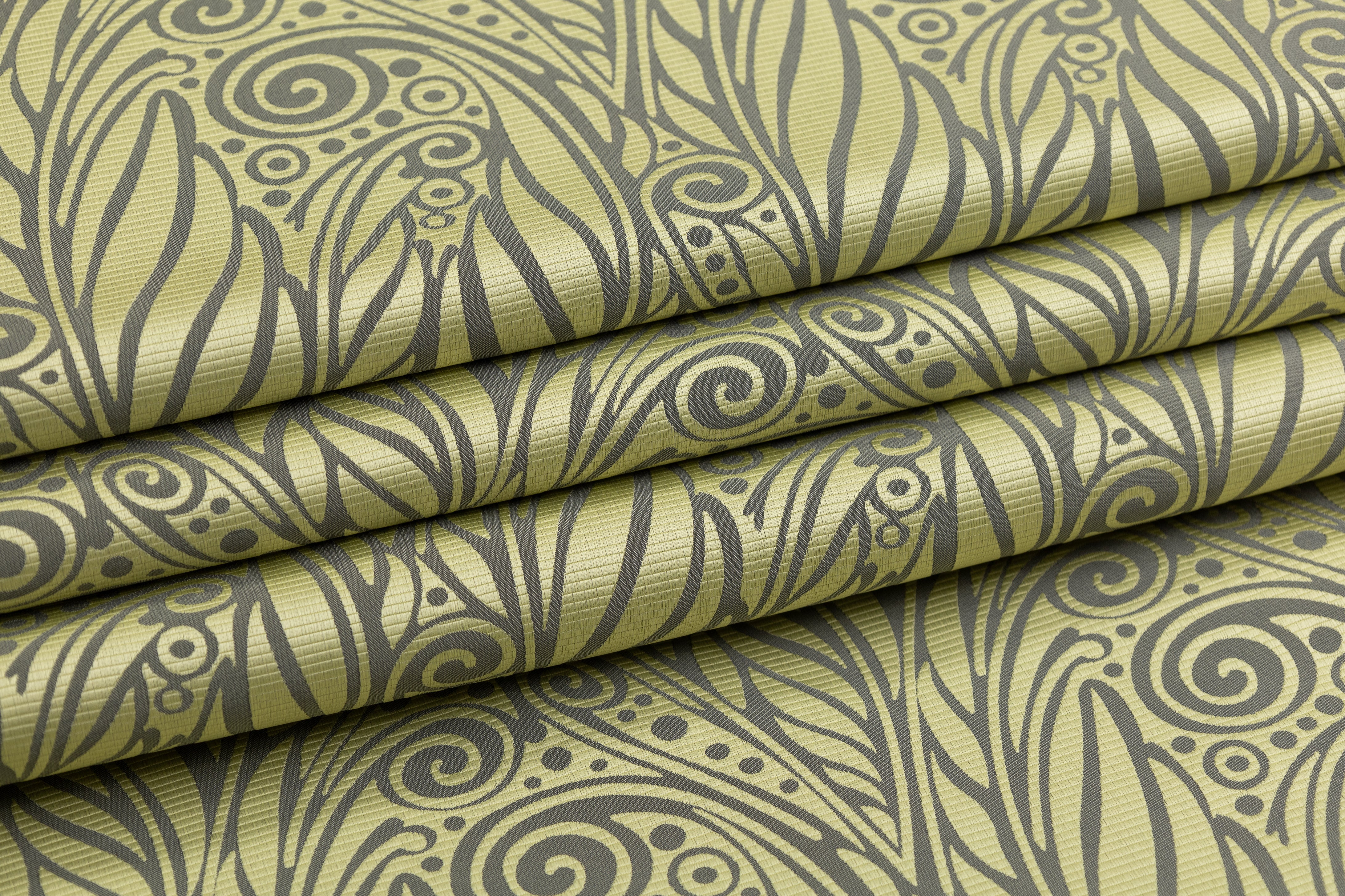 Abstract Italian Satin Brocade - Green / Gray